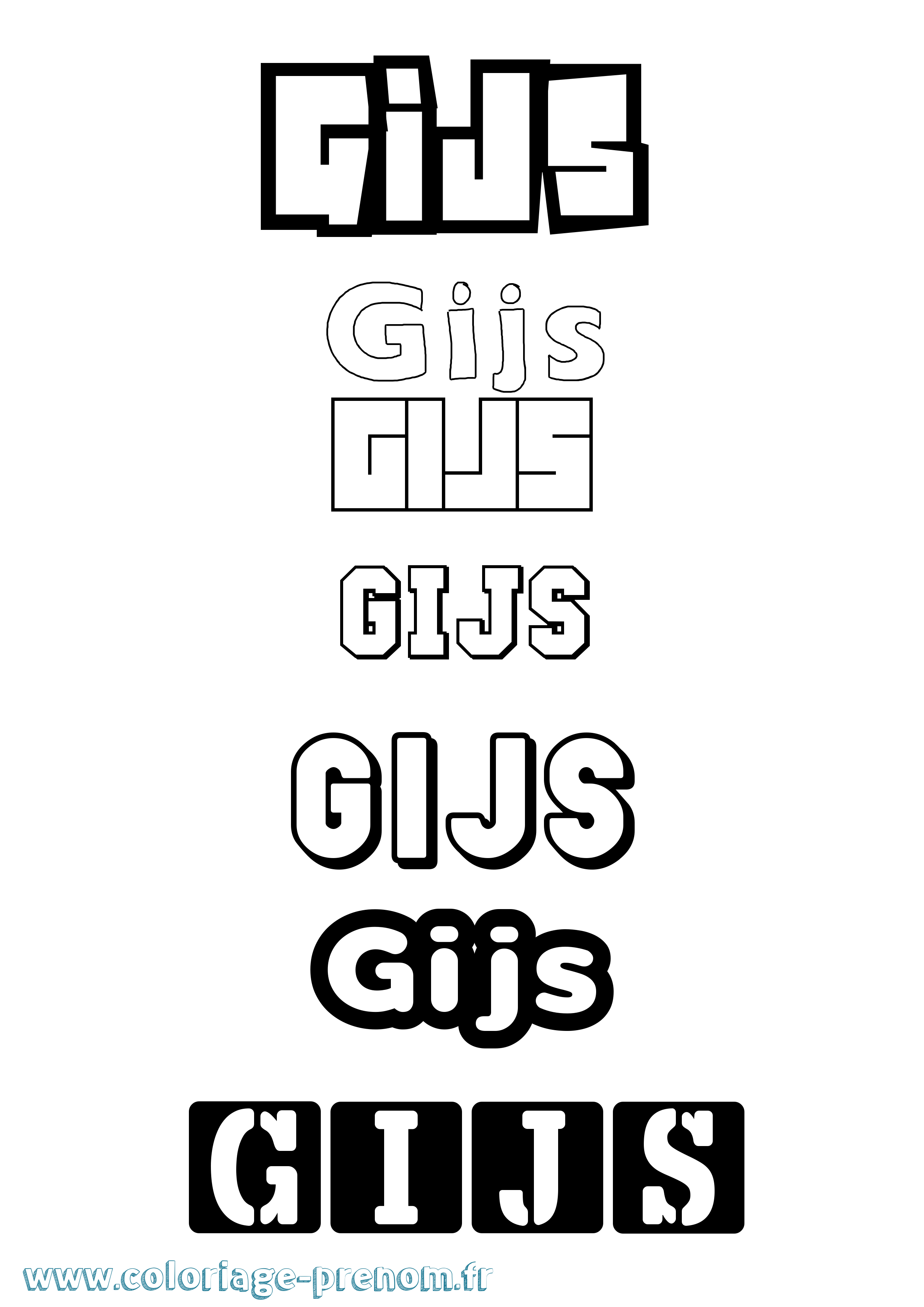Coloriage Gijs Simple Coloriage prénom Gijs Simple