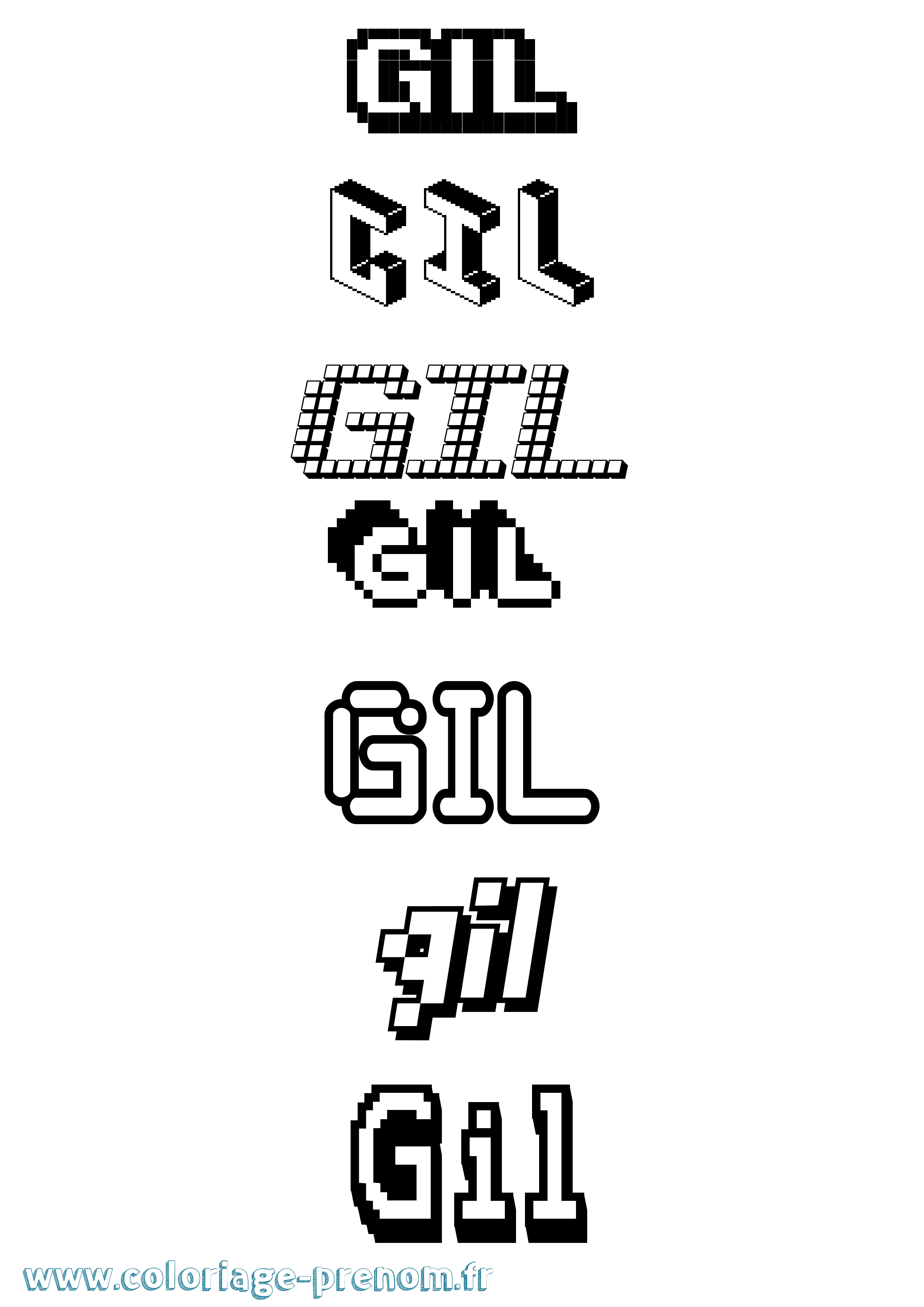 Coloriage prénom Gil Pixel