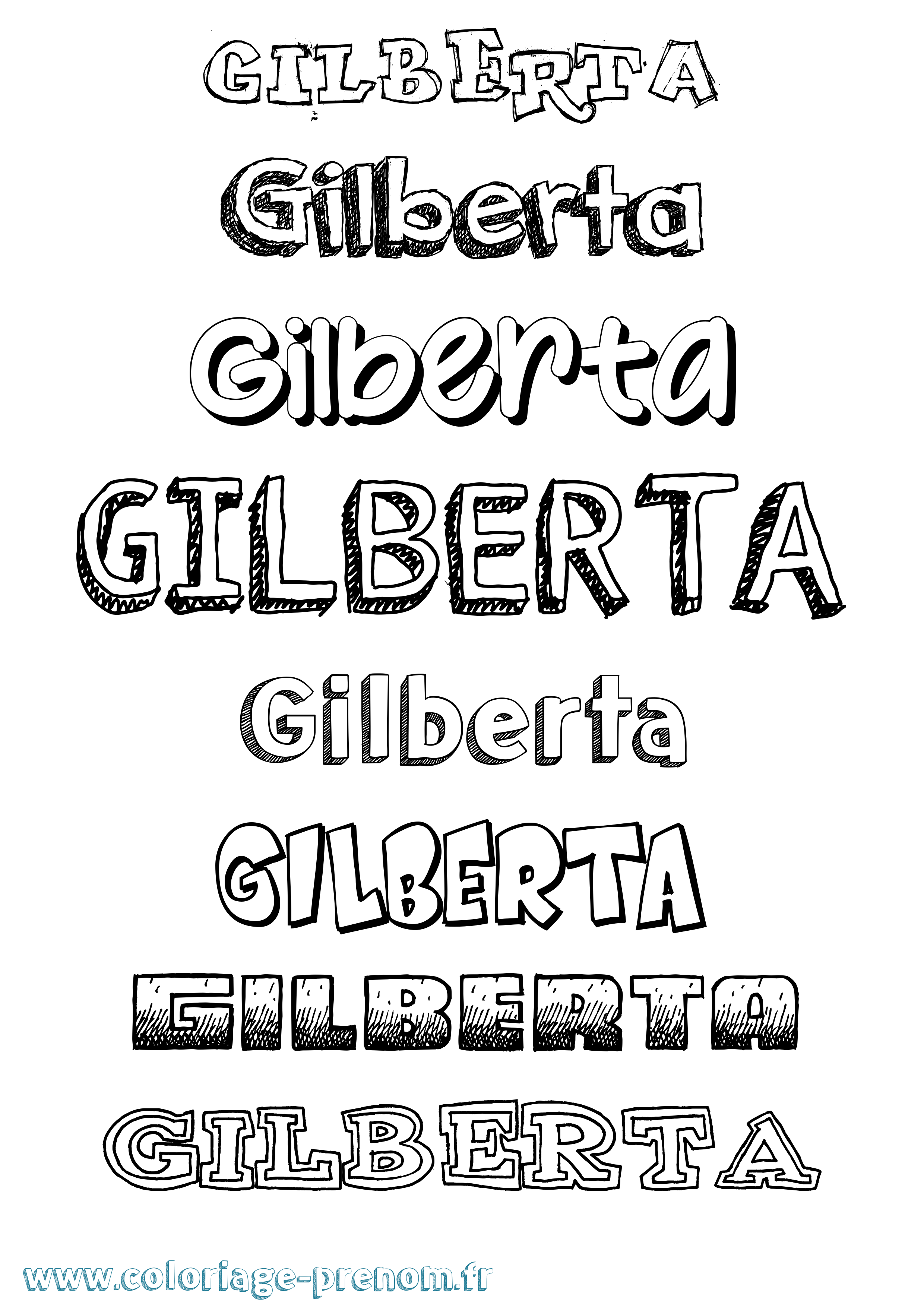 Coloriage prénom Gilberta Dessiné