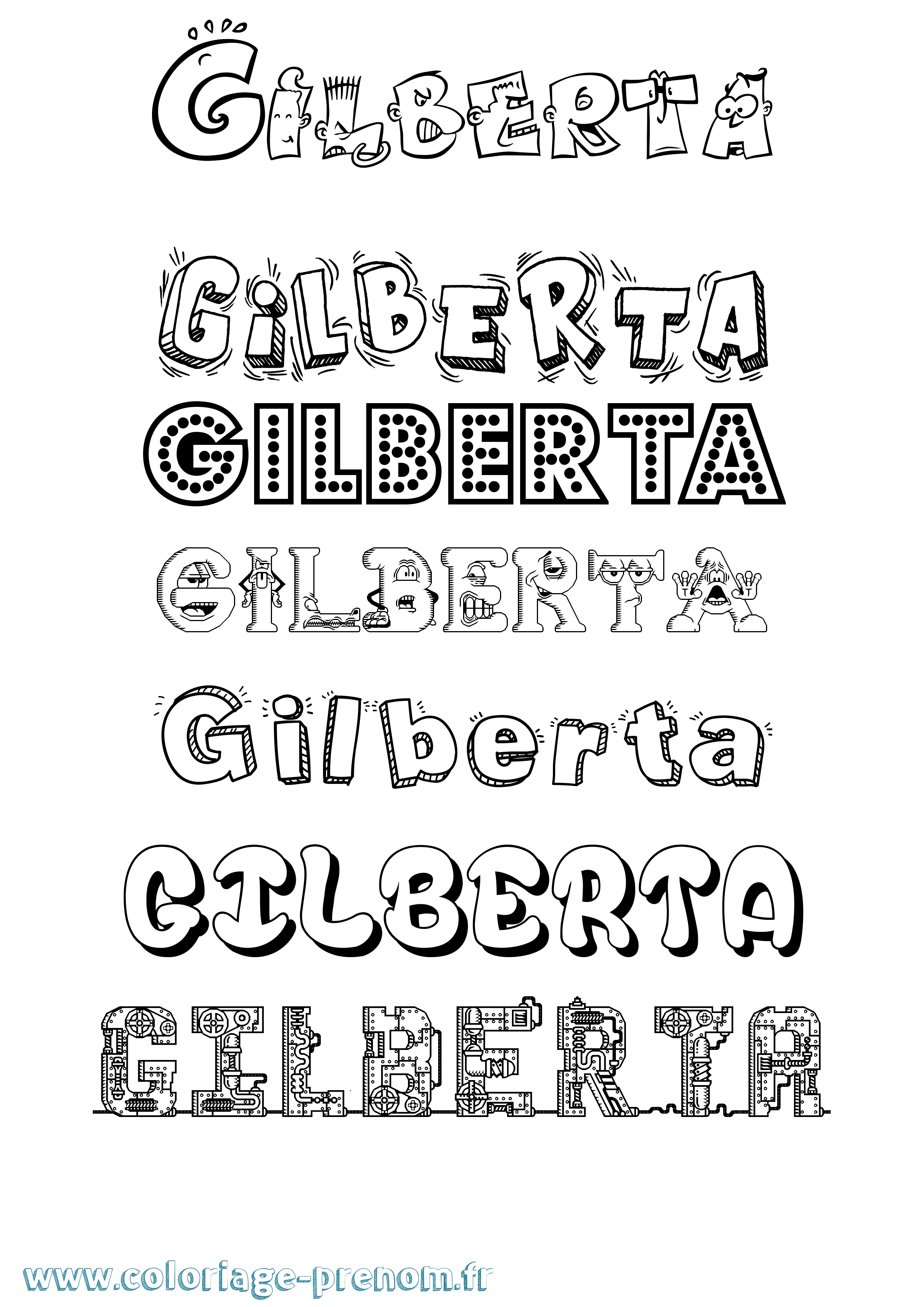 Coloriage prénom Gilberta Fun
