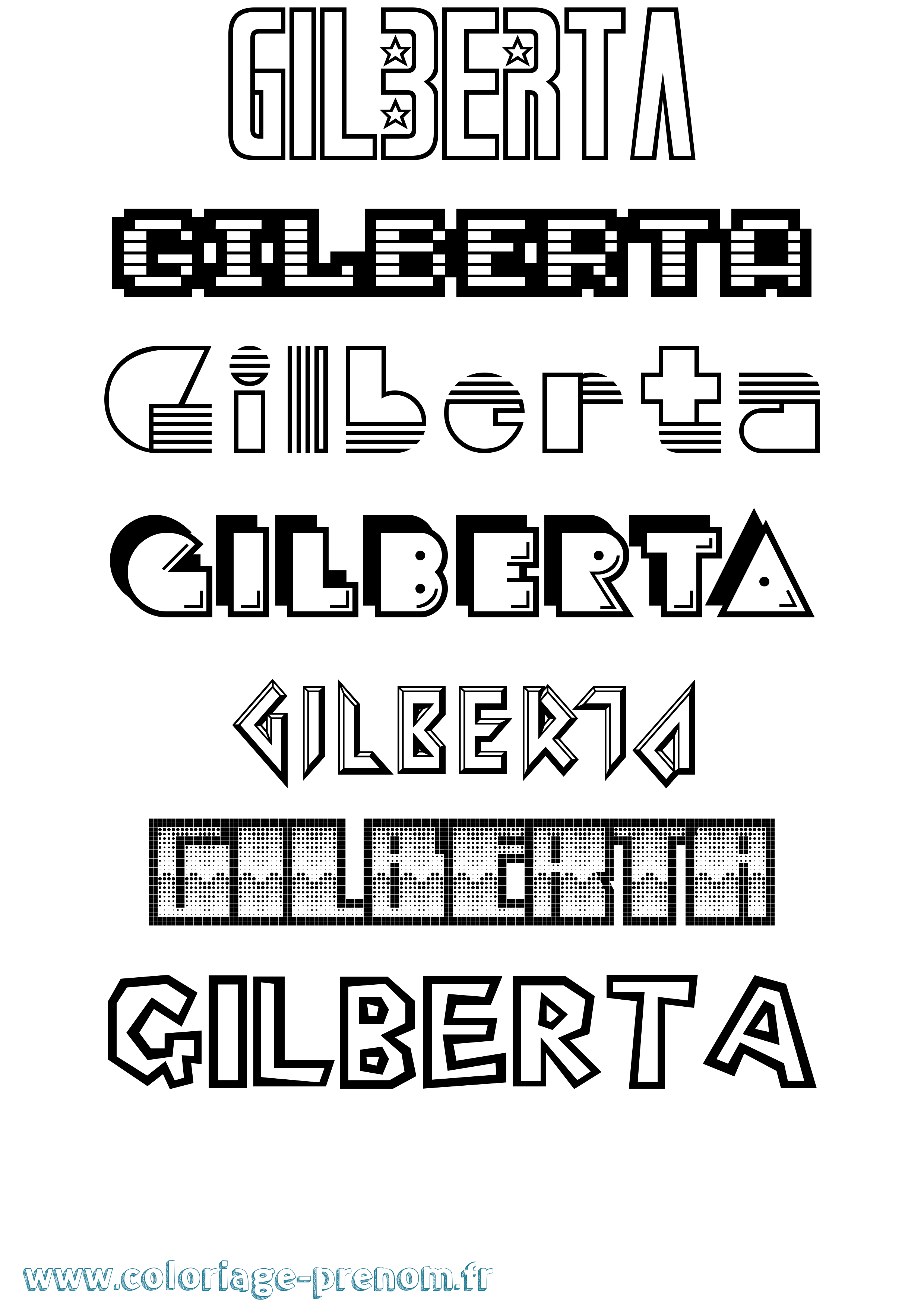 Coloriage prénom Gilberta Jeux Vidéos
