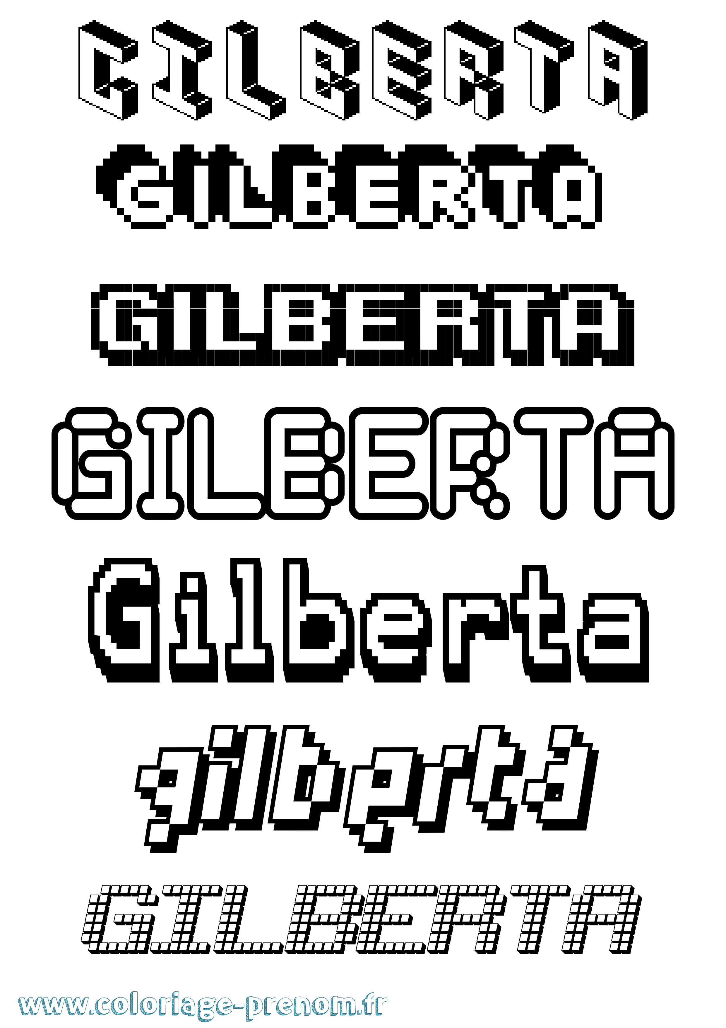 Coloriage prénom Gilberta Pixel