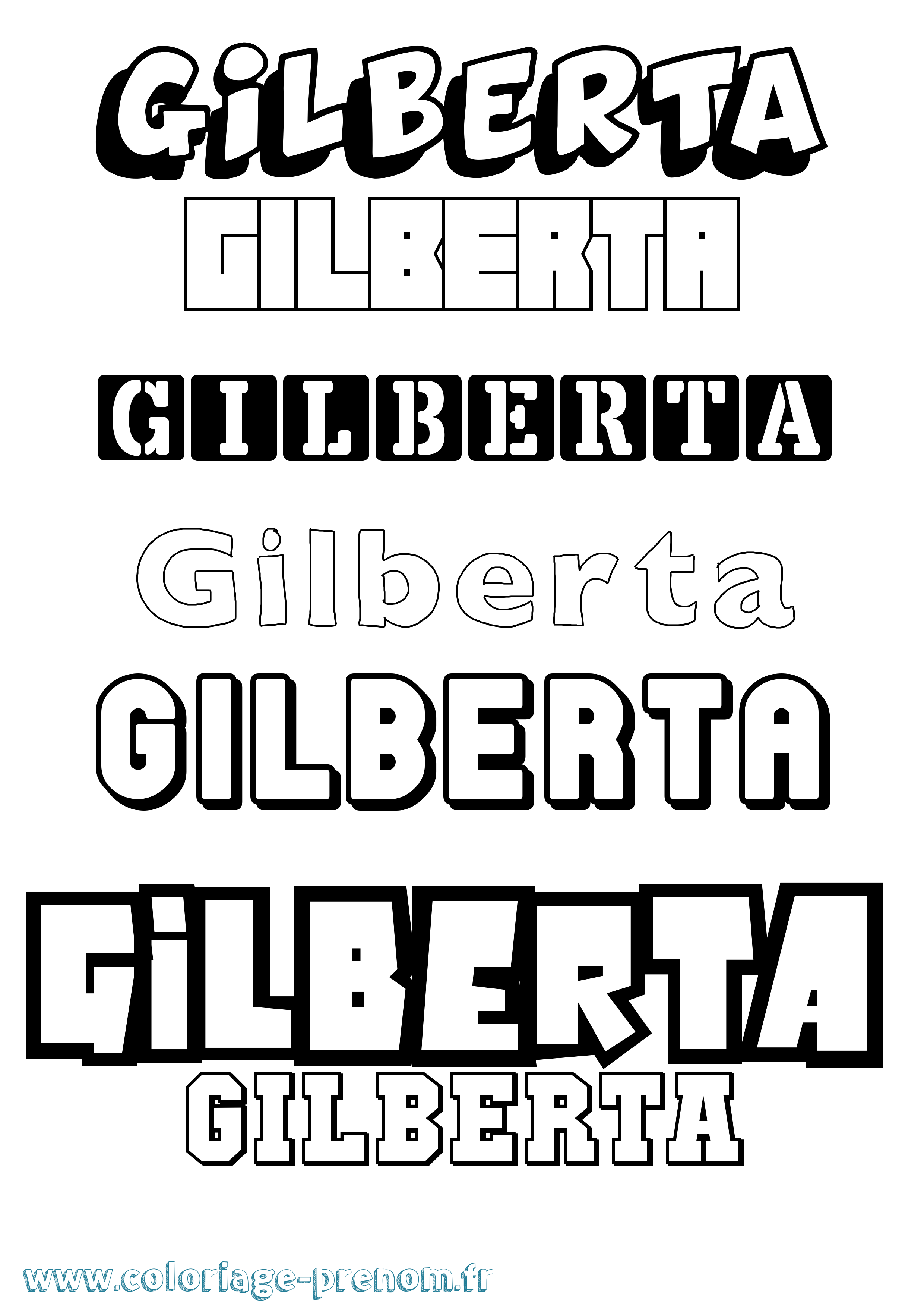 Coloriage prénom Gilberta Simple