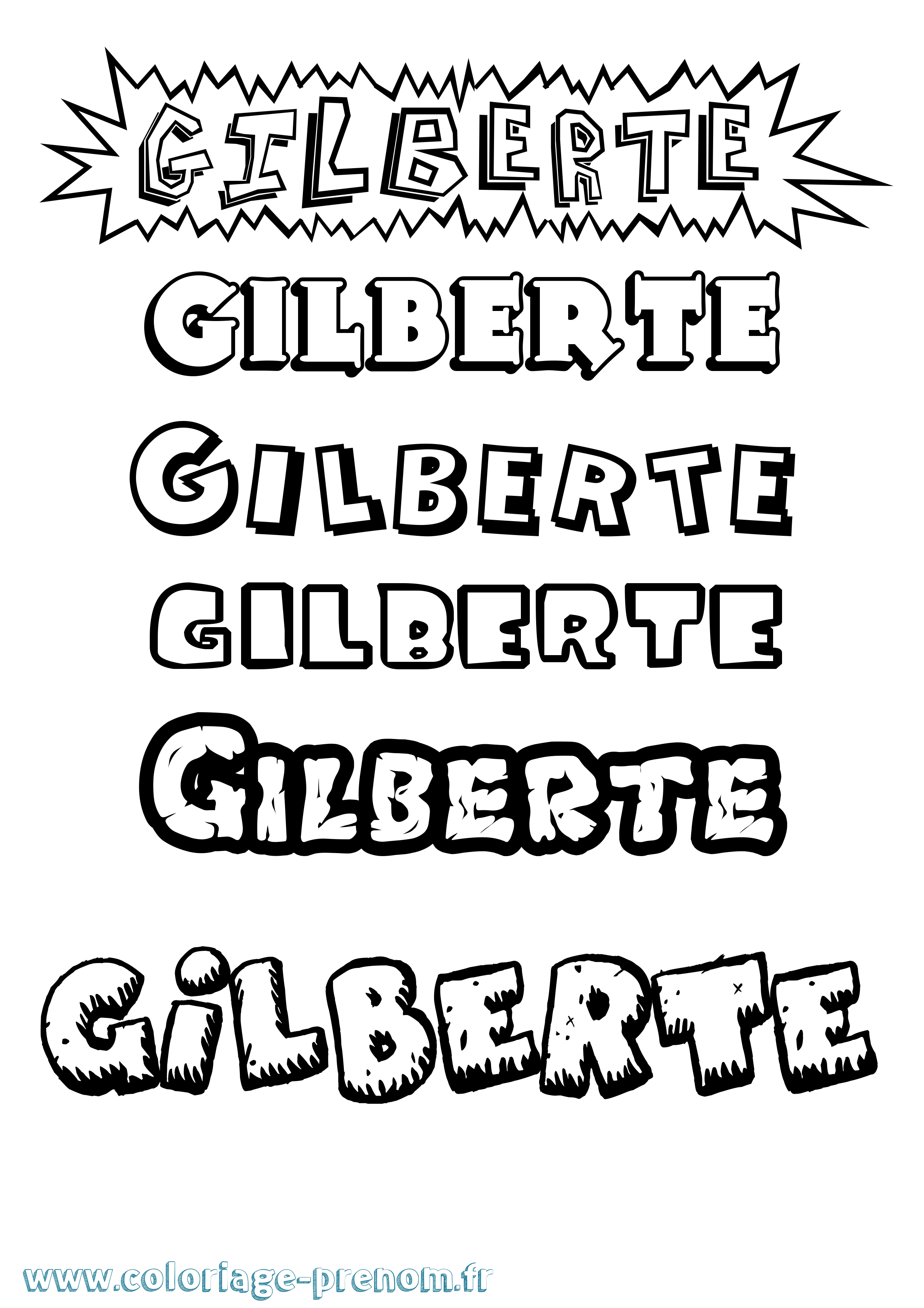 Coloriage prénom Gilberte Dessin Animé
