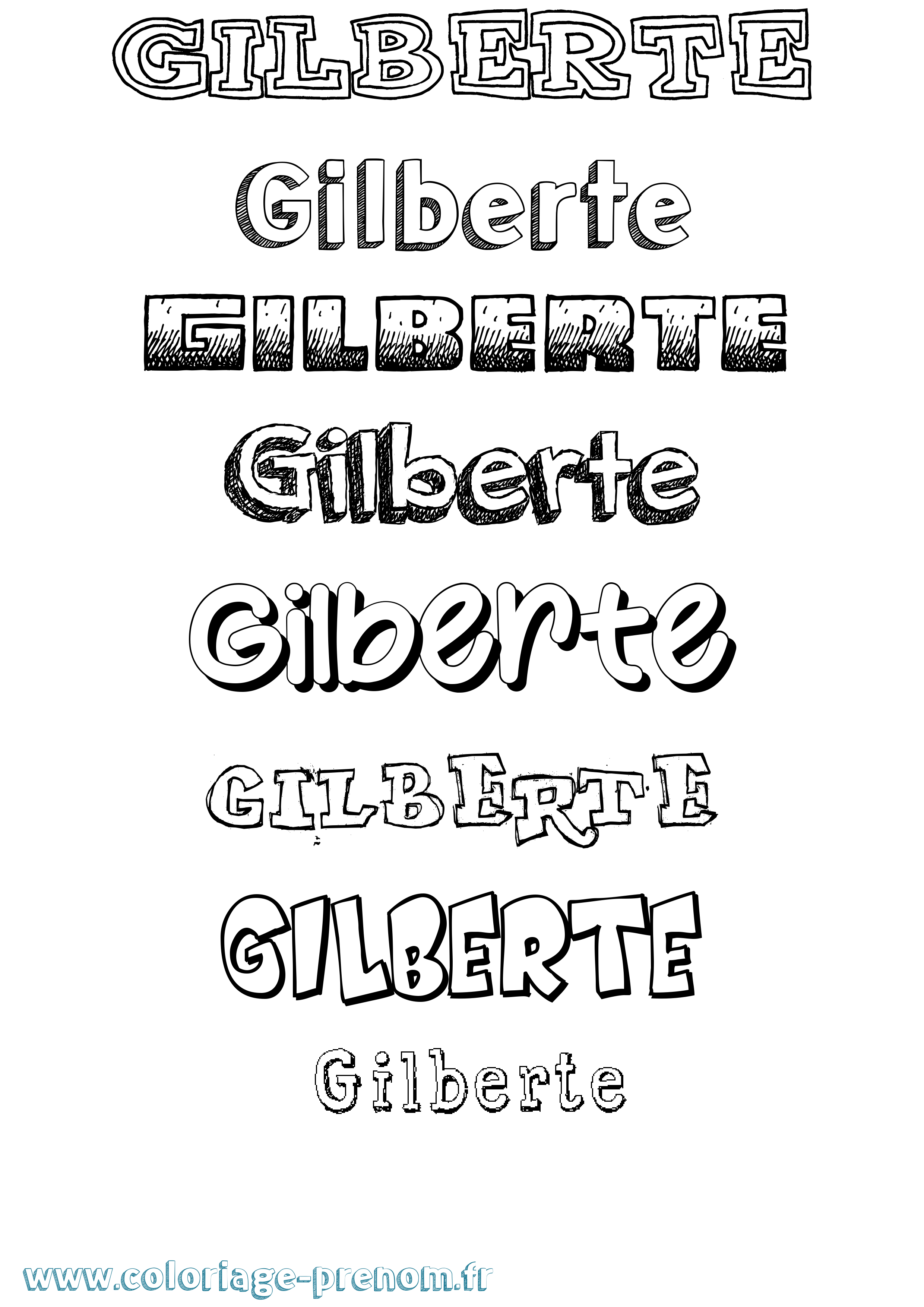 Coloriage prénom Gilberte Dessiné