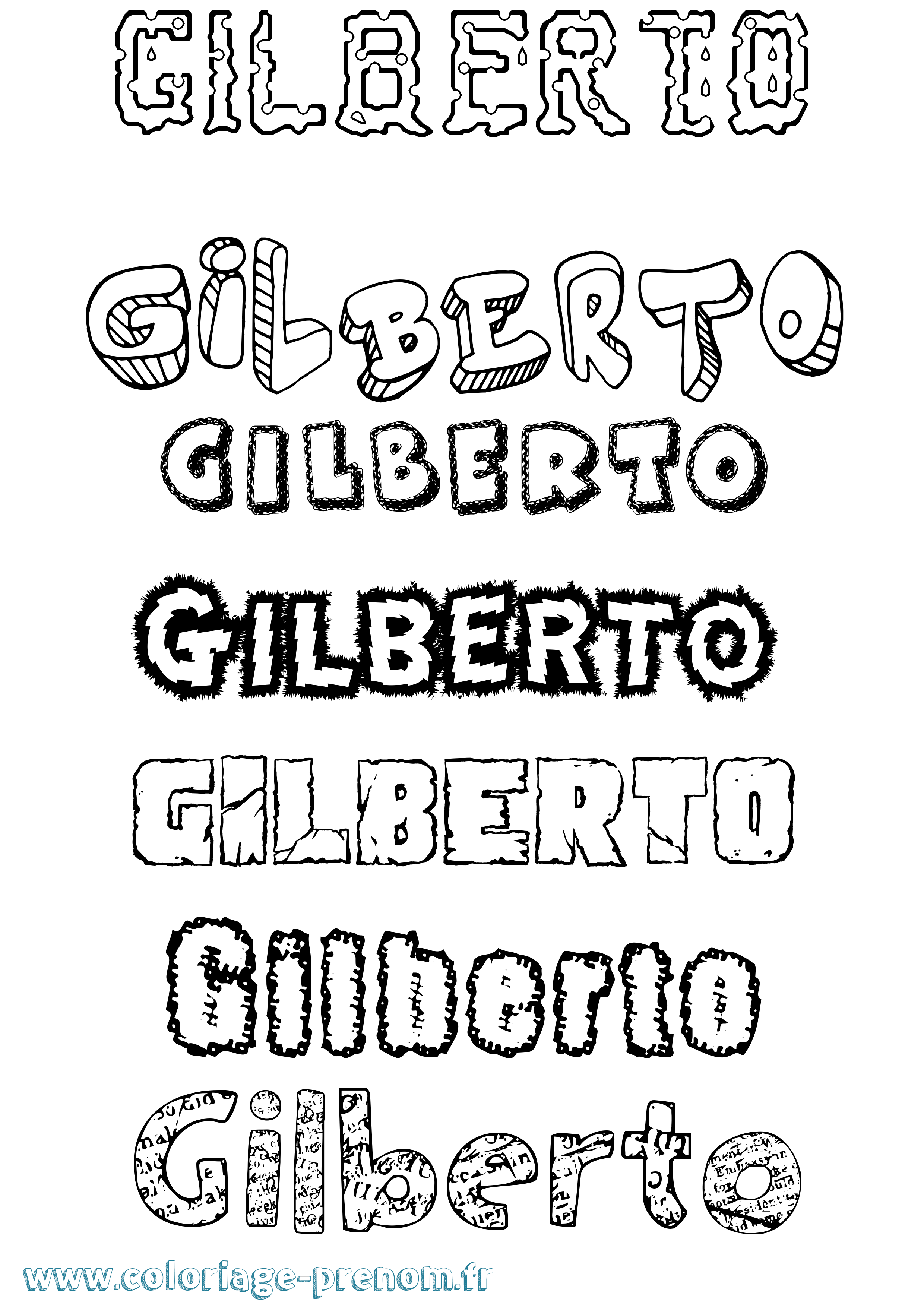 Coloriage prénom Gilberto Destructuré