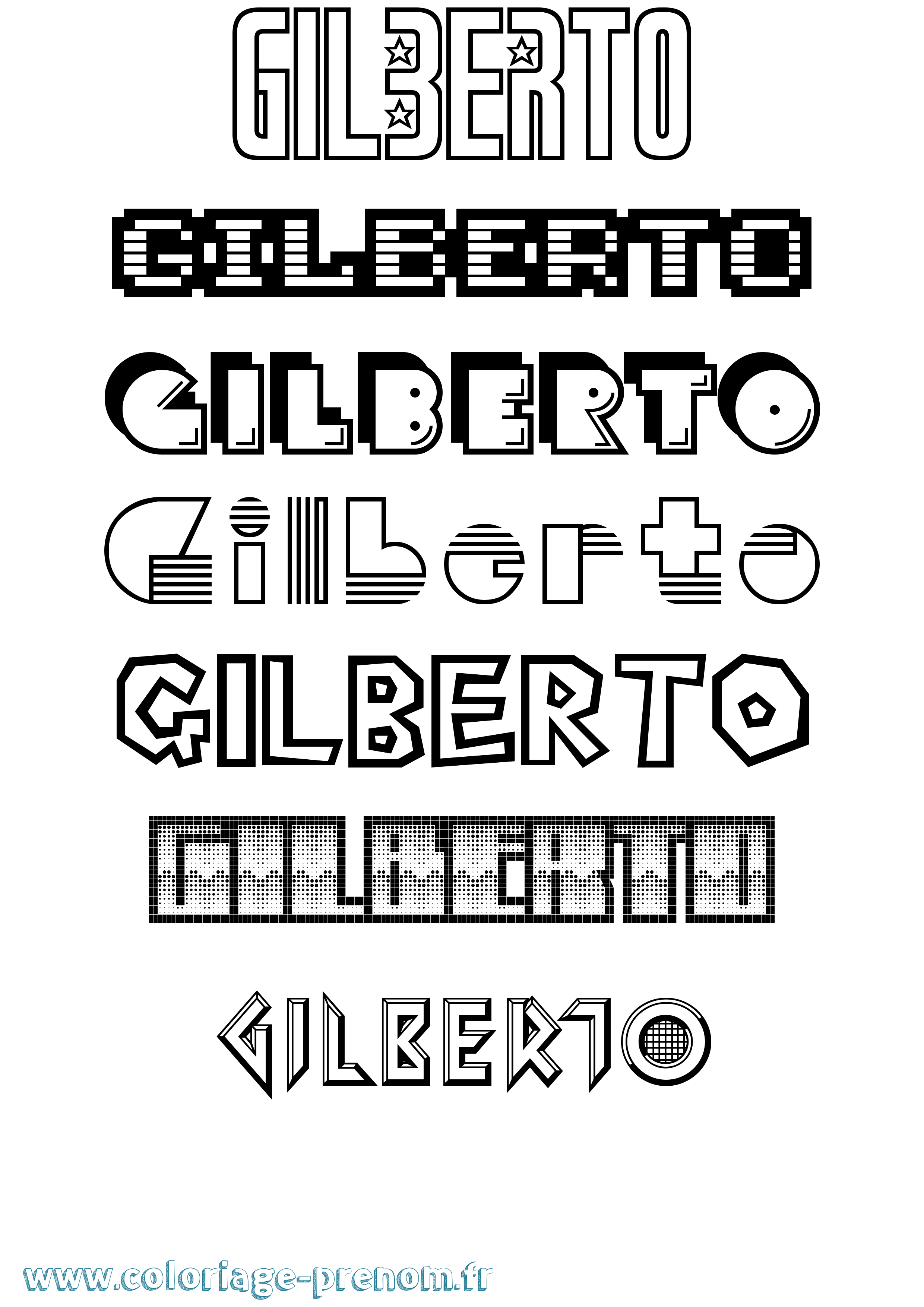 Coloriage prénom Gilberto Jeux Vidéos