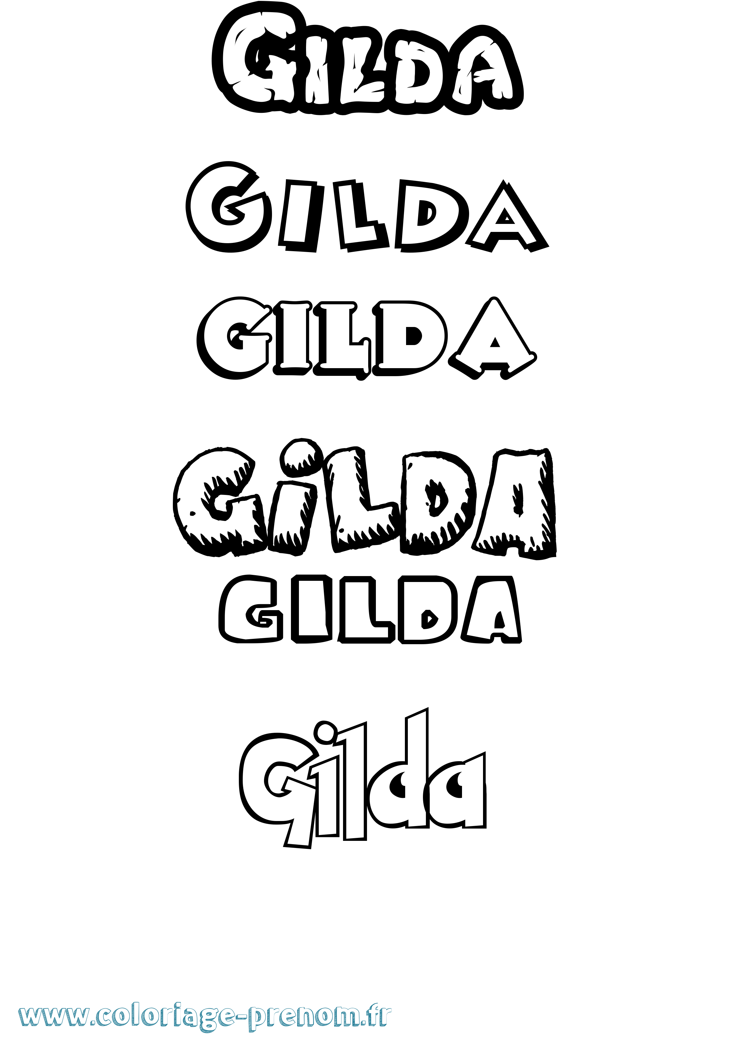 Coloriage prénom Gilda Dessin Animé