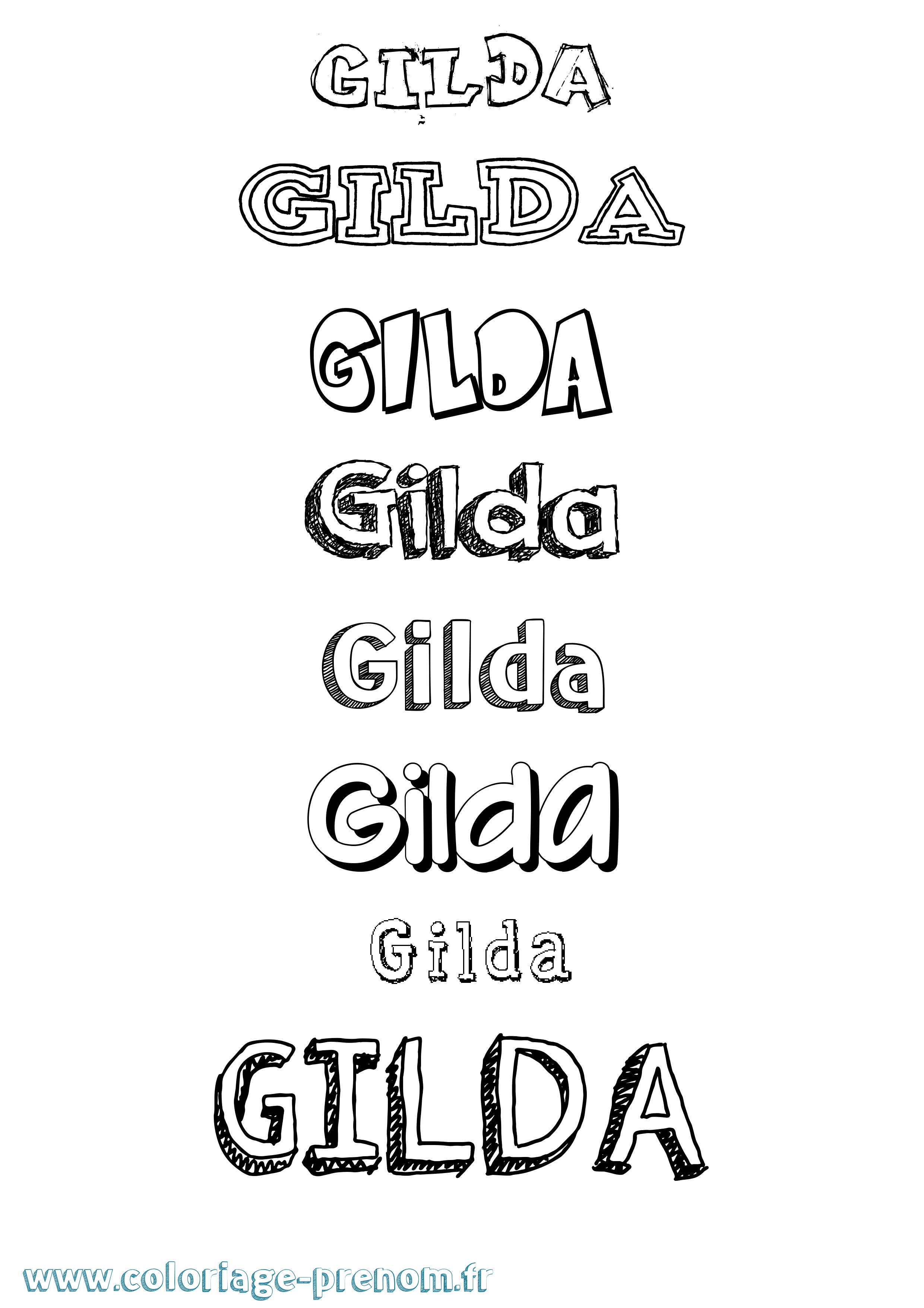 Coloriage prénom Gilda Dessiné