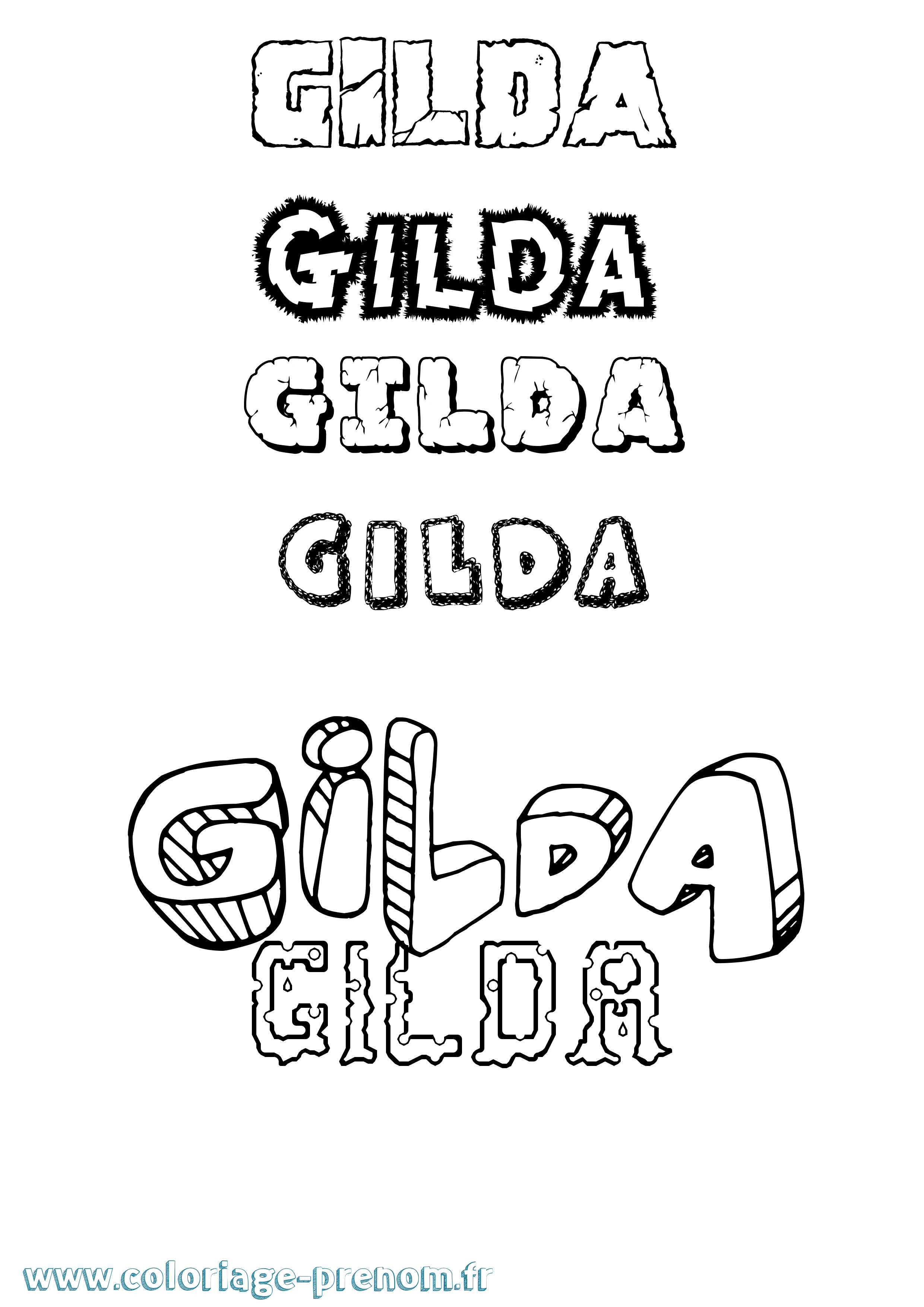 Coloriage prénom Gilda Destructuré
