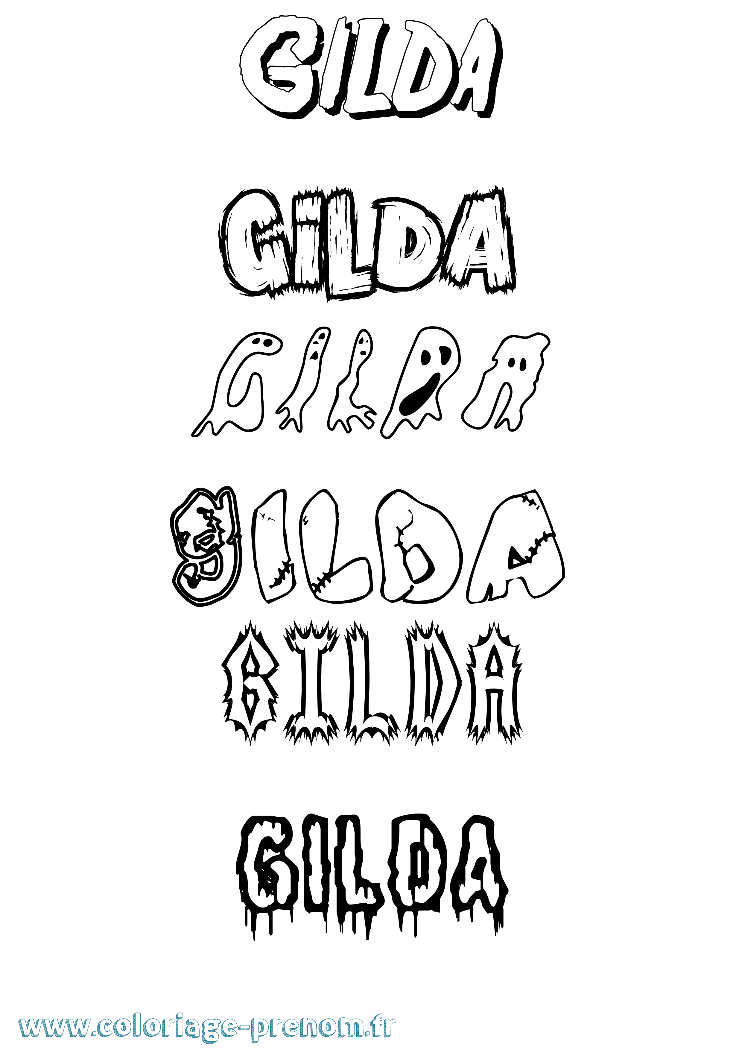 Coloriage prénom Gilda Frisson