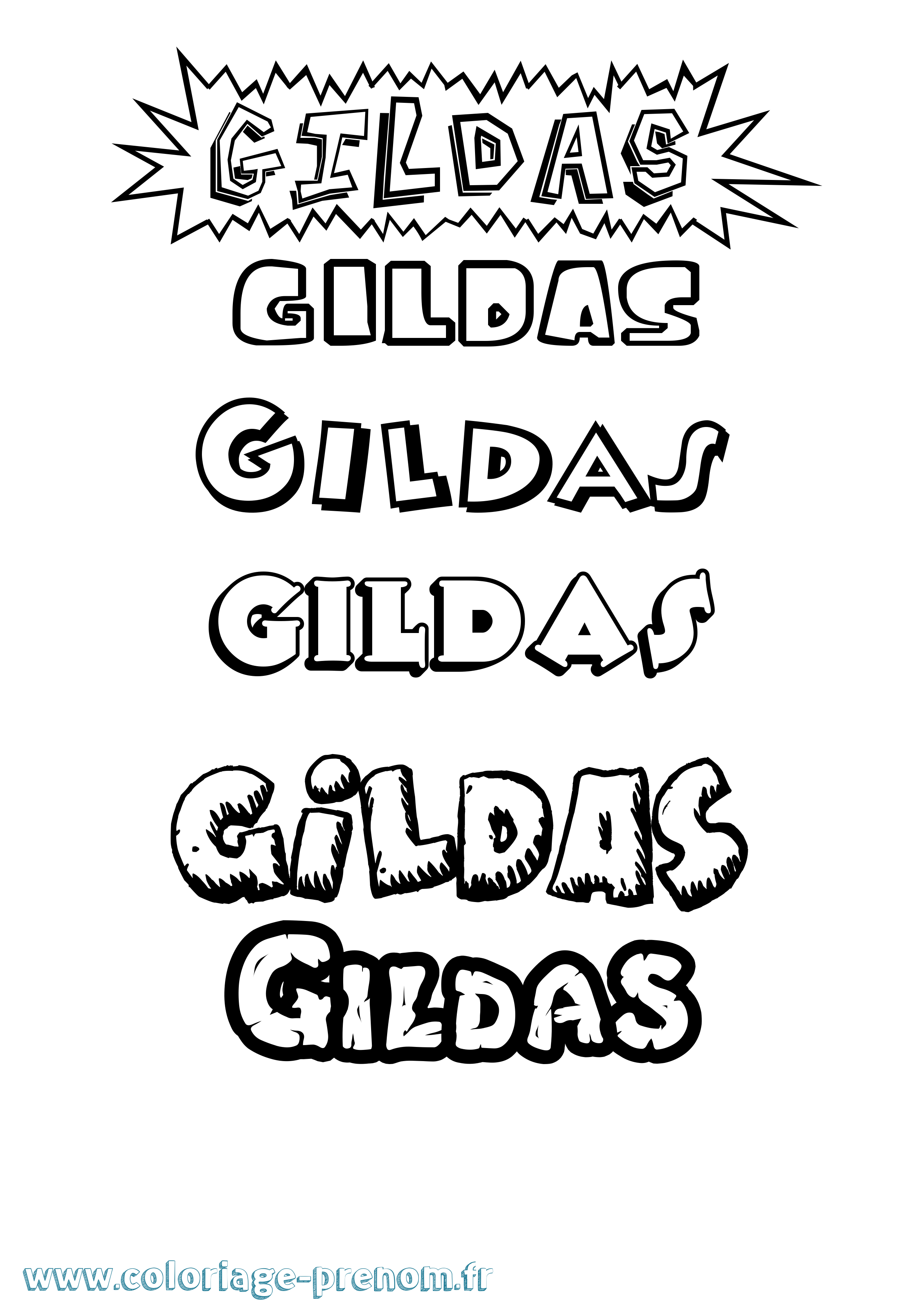 Coloriage prénom Gildas Dessin Animé