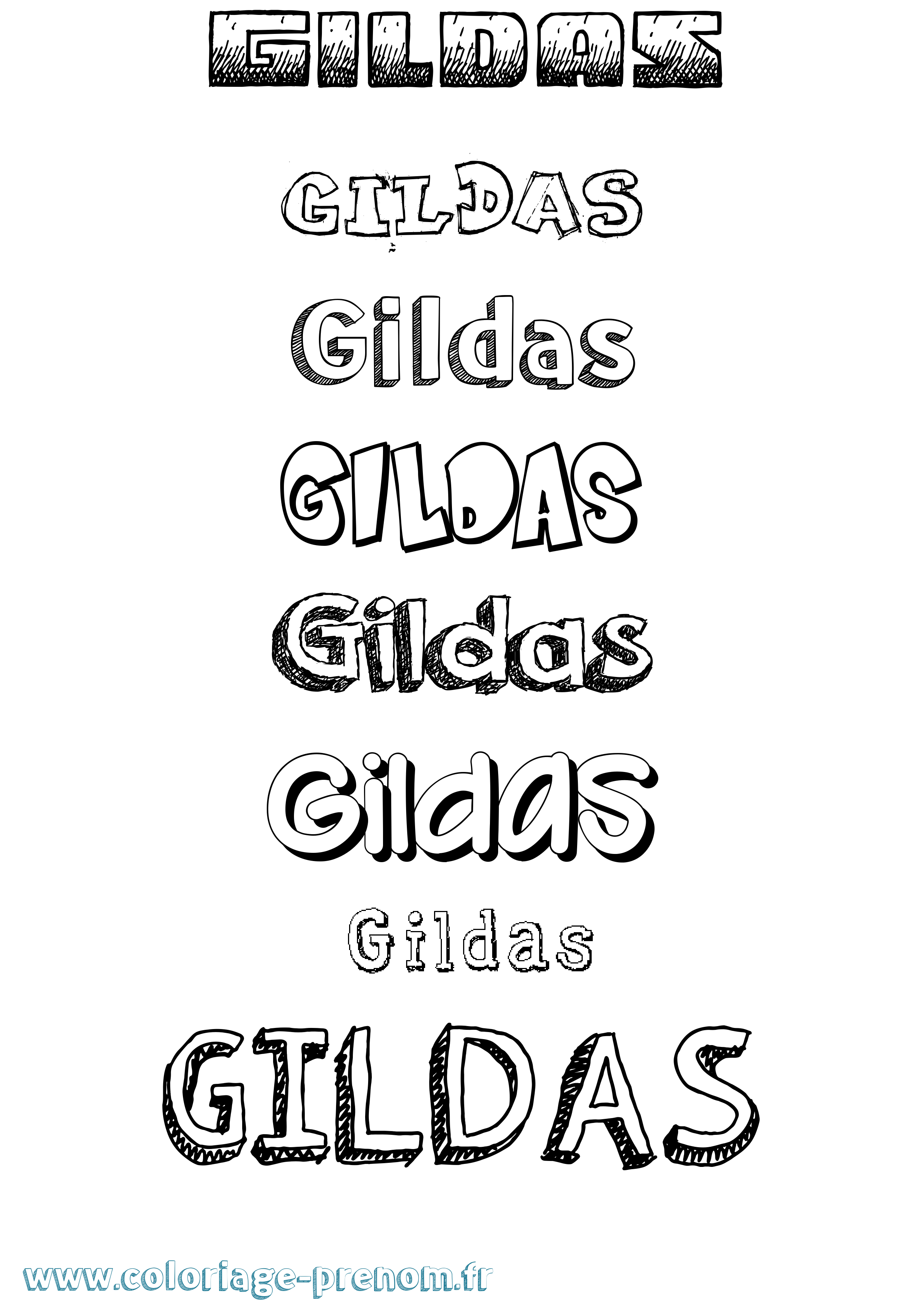 Coloriage prénom Gildas Dessiné