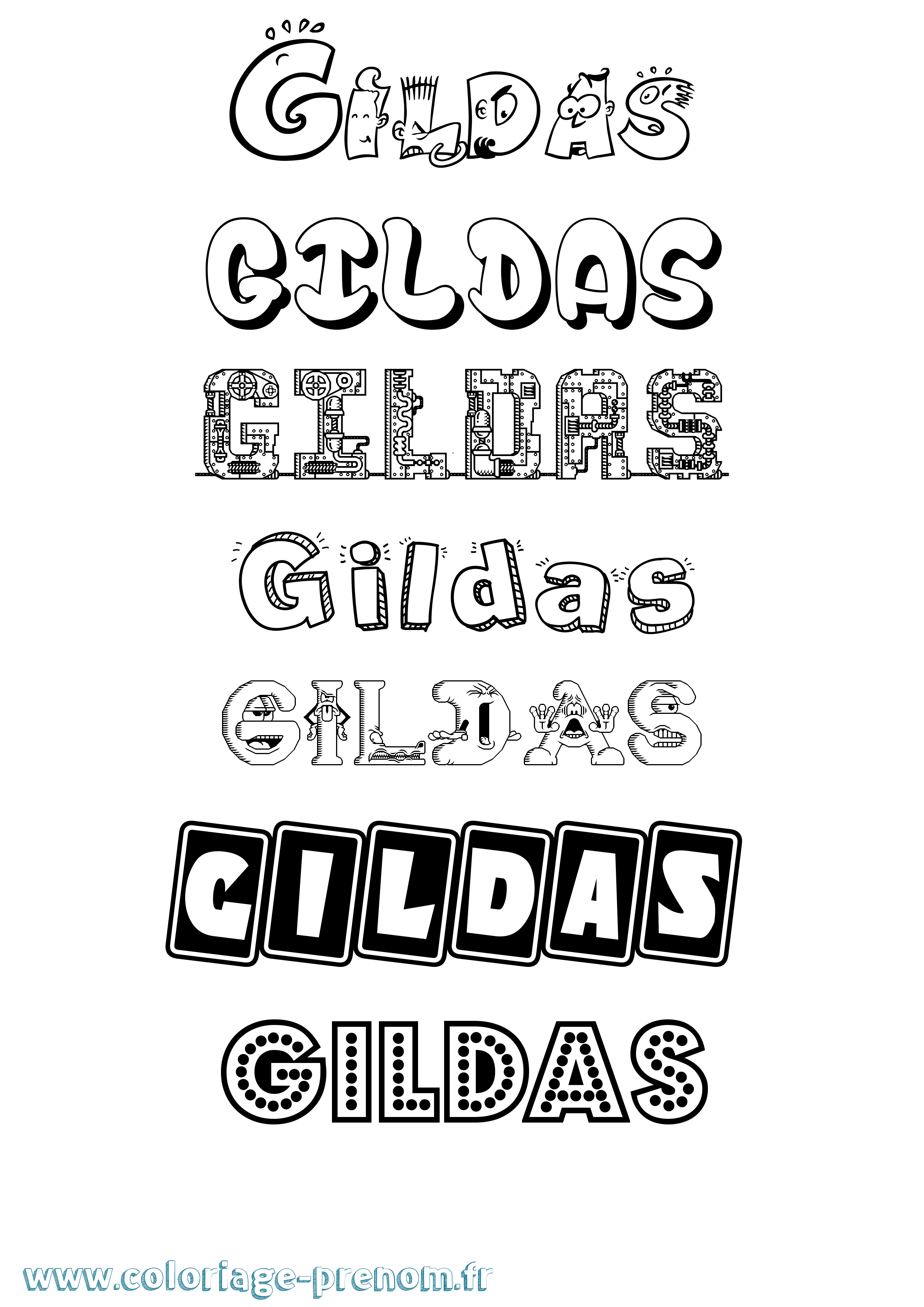 Coloriage prénom Gildas Fun