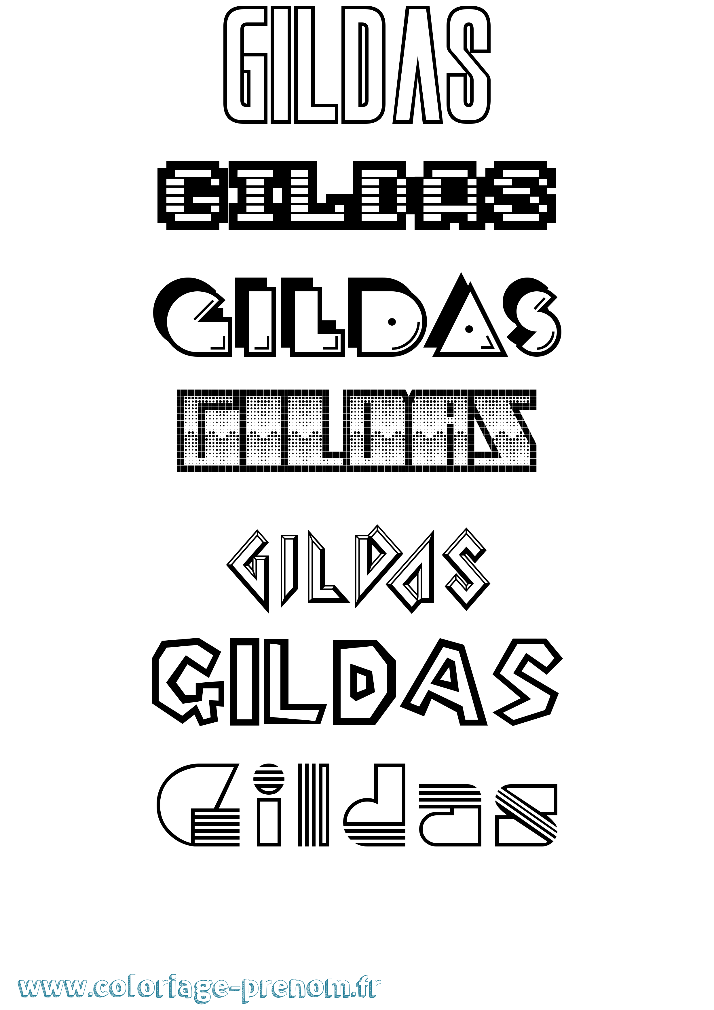 Coloriage prénom Gildas Jeux Vidéos