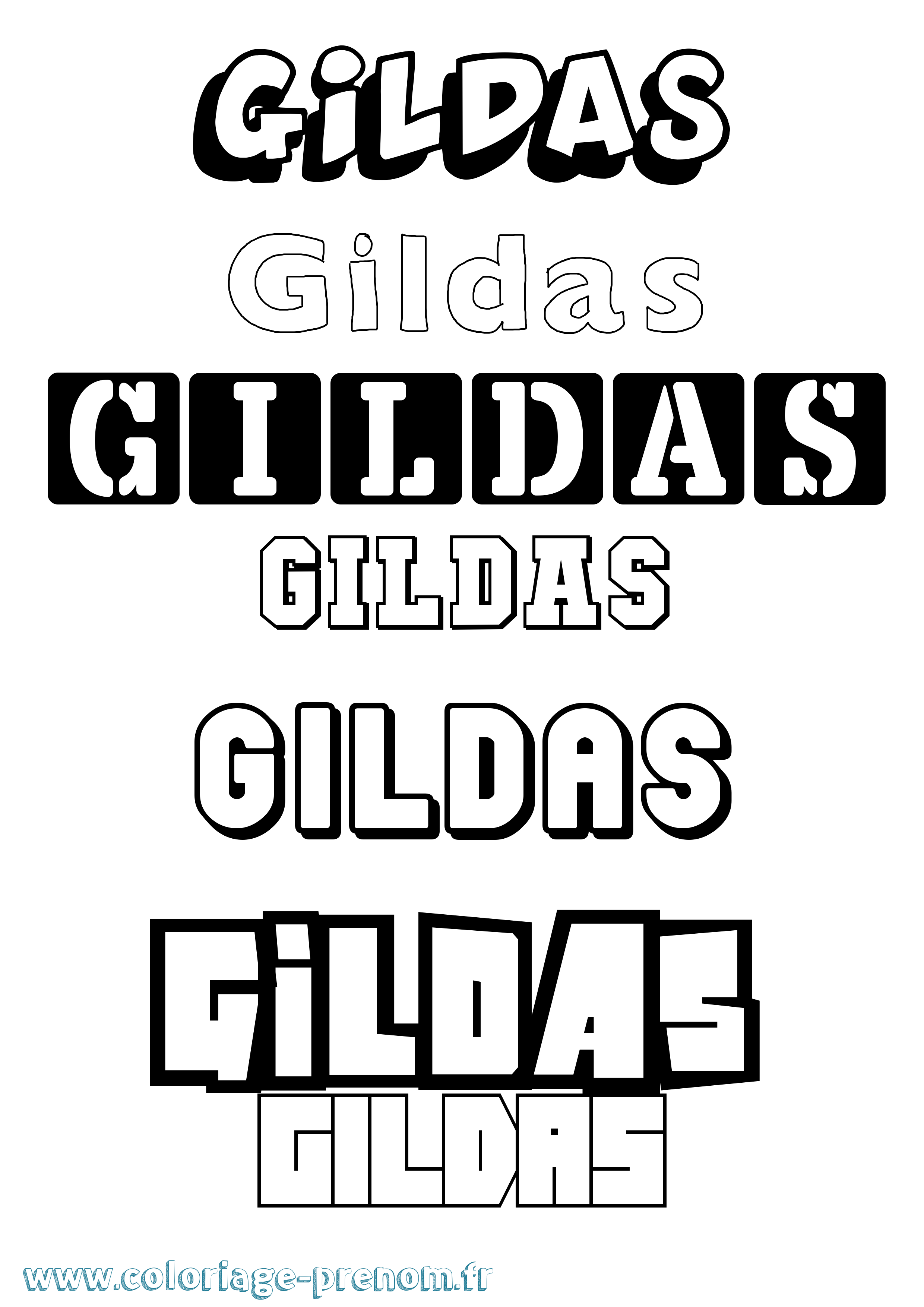 Coloriage prénom Gildas Simple
