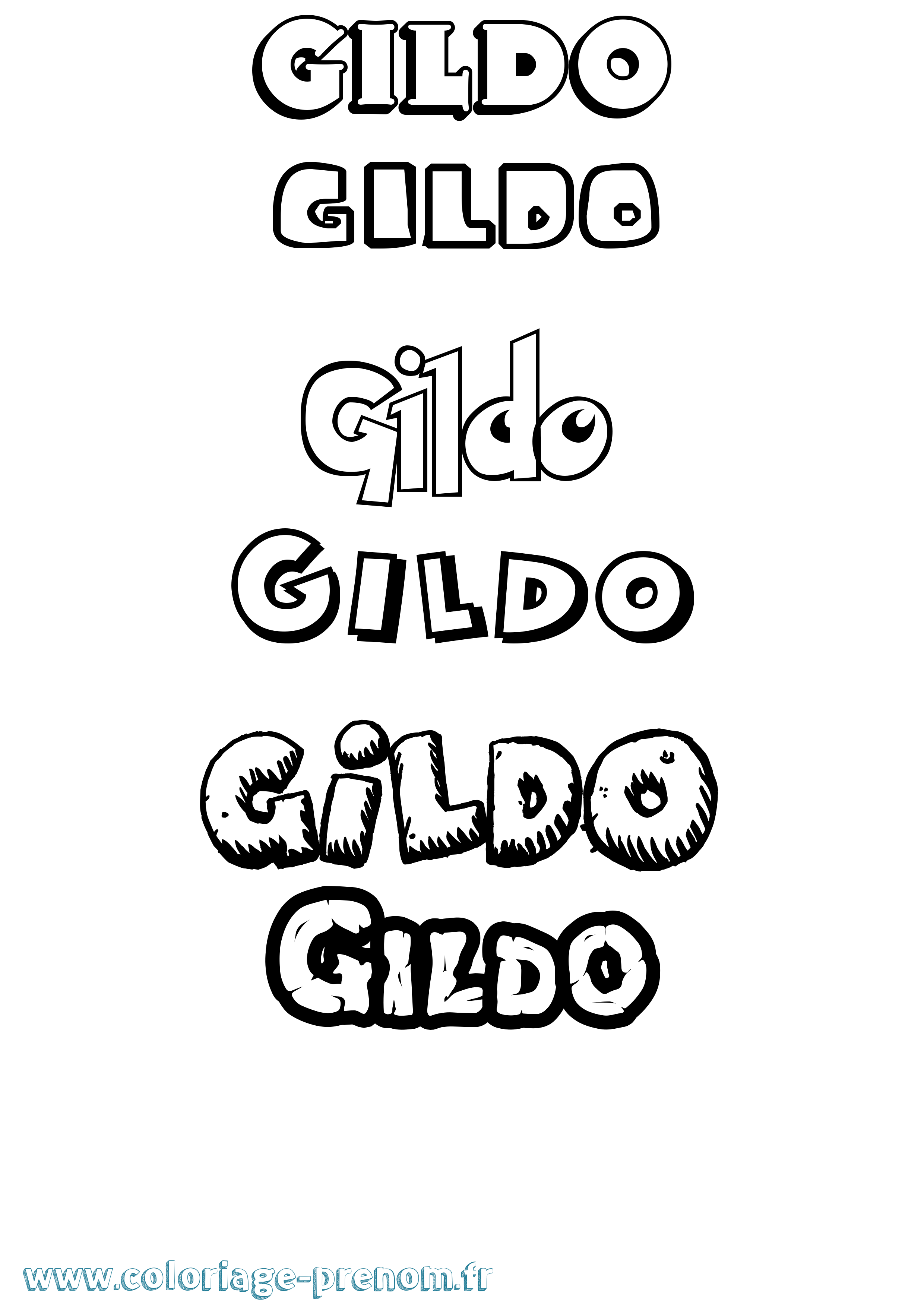 Coloriage prénom Gildo Dessin Animé