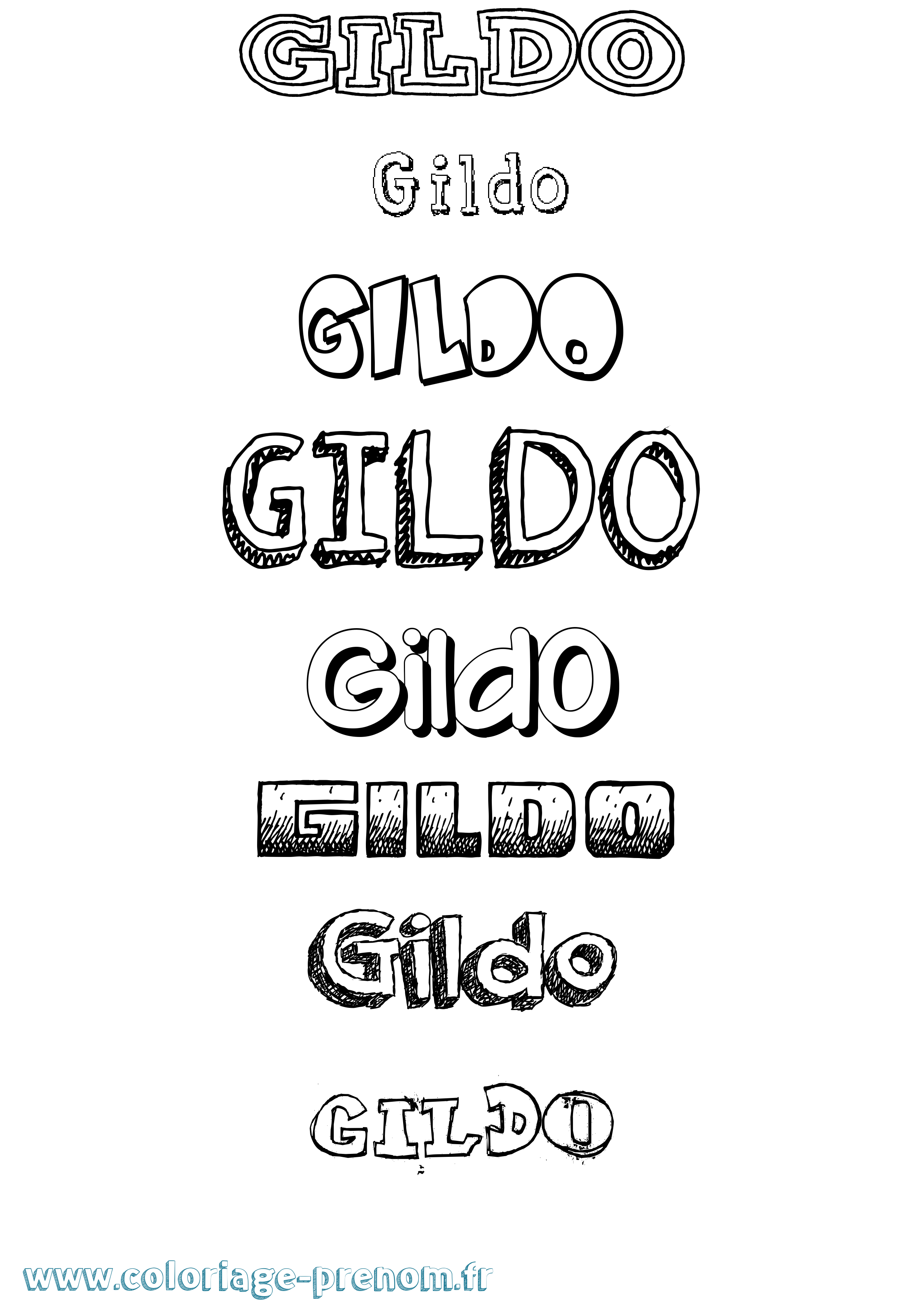 Coloriage prénom Gildo Dessiné