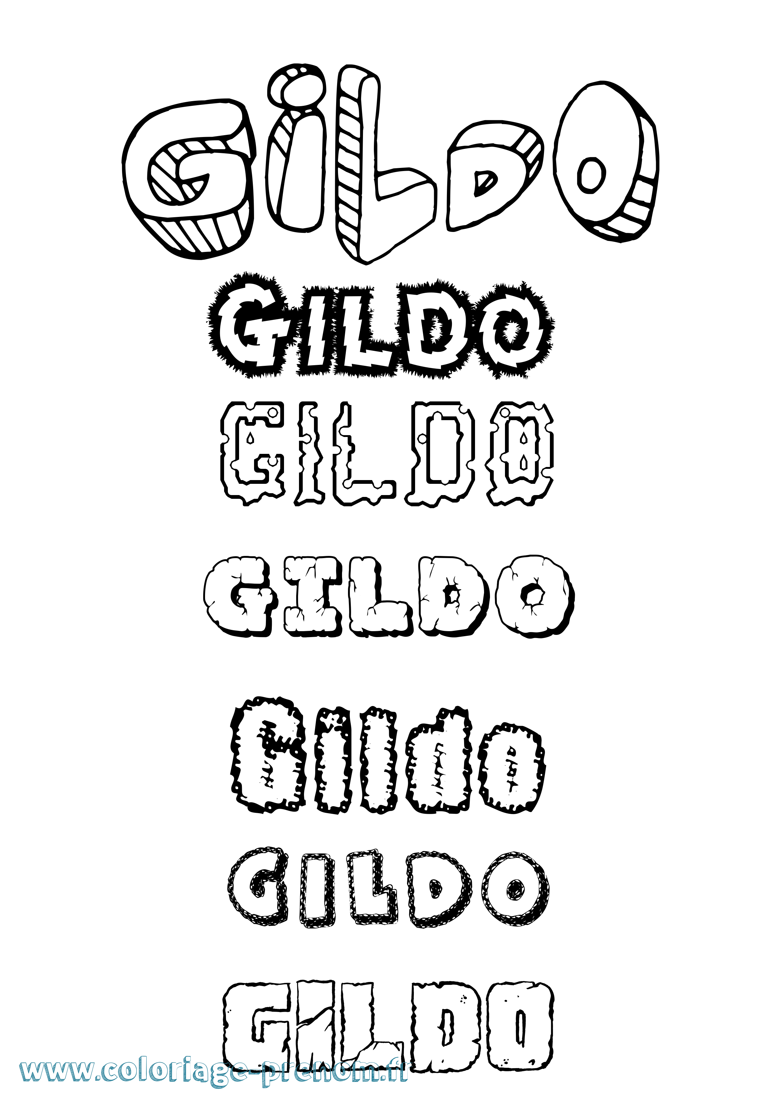 Coloriage prénom Gildo Destructuré