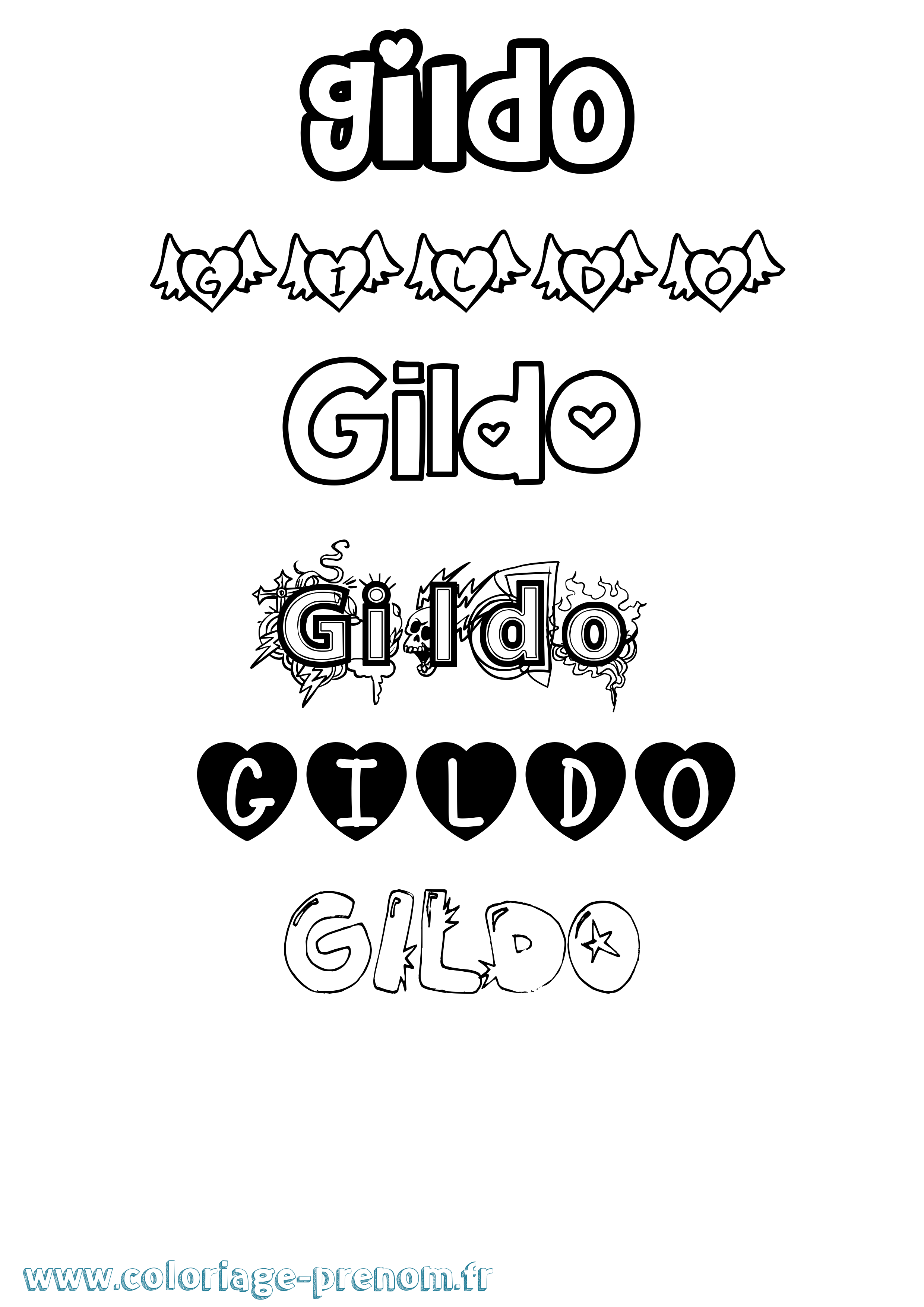 Coloriage prénom Gildo Girly