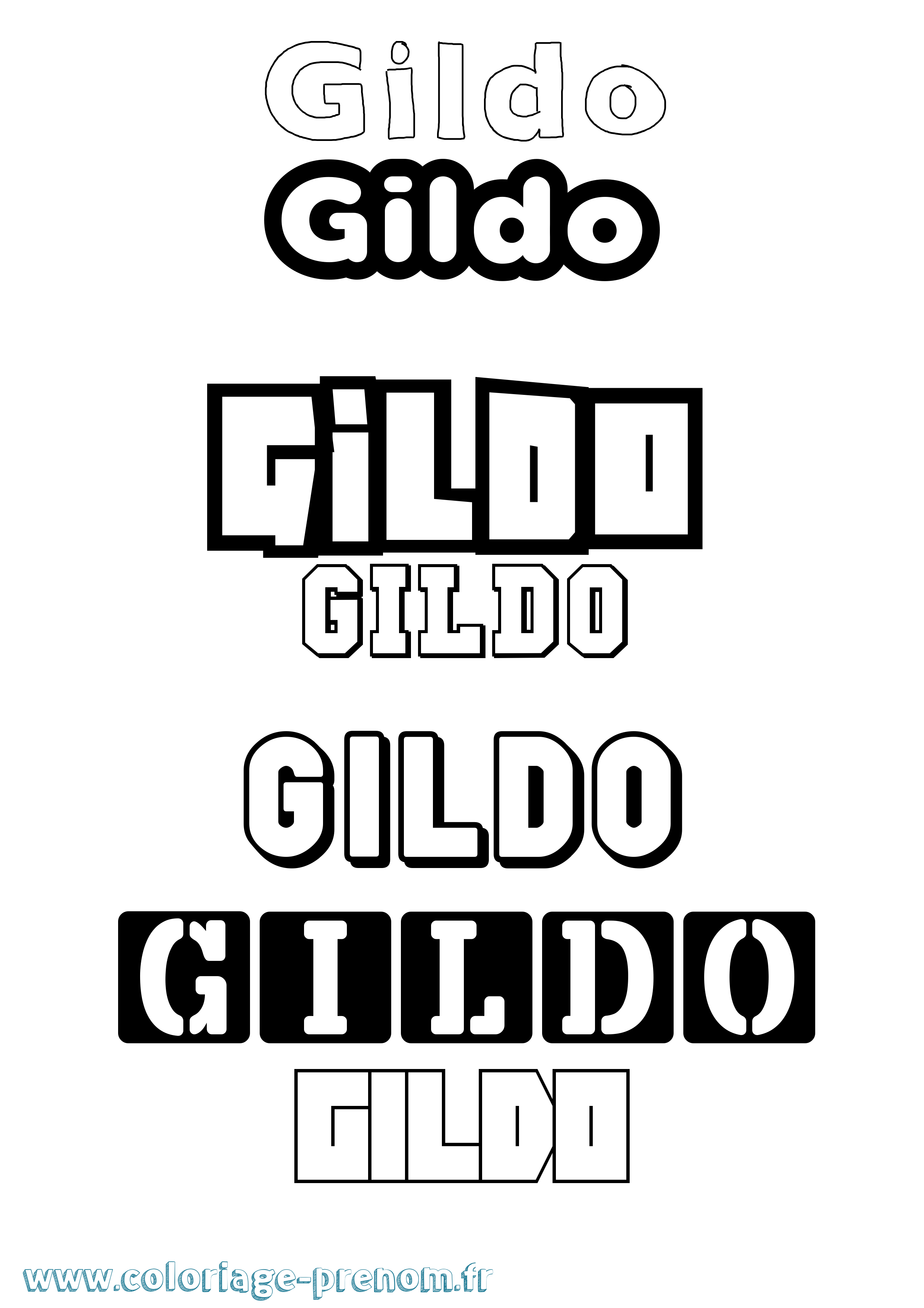 Coloriage prénom Gildo Simple