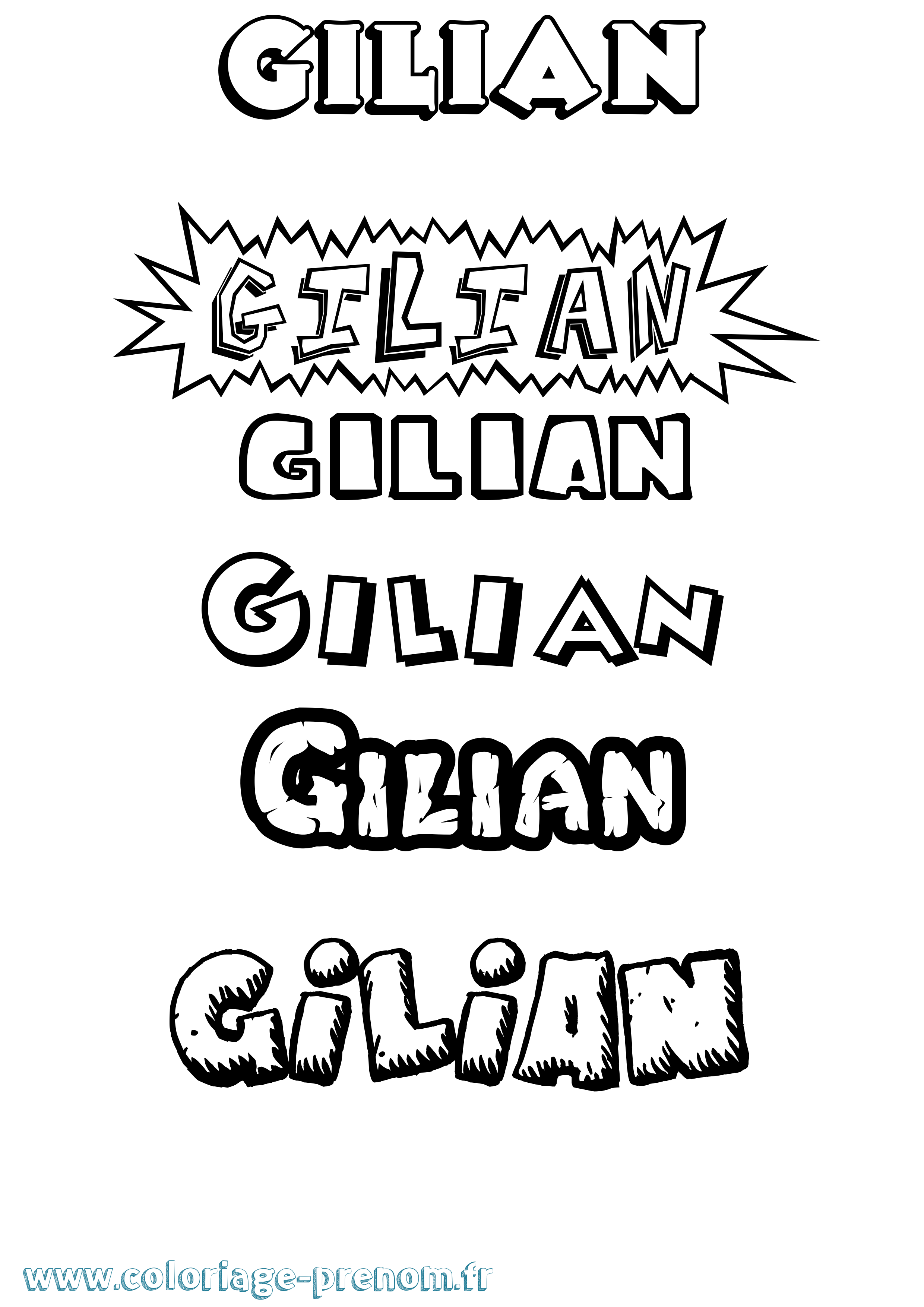 Coloriage prénom Gilian Dessin Animé