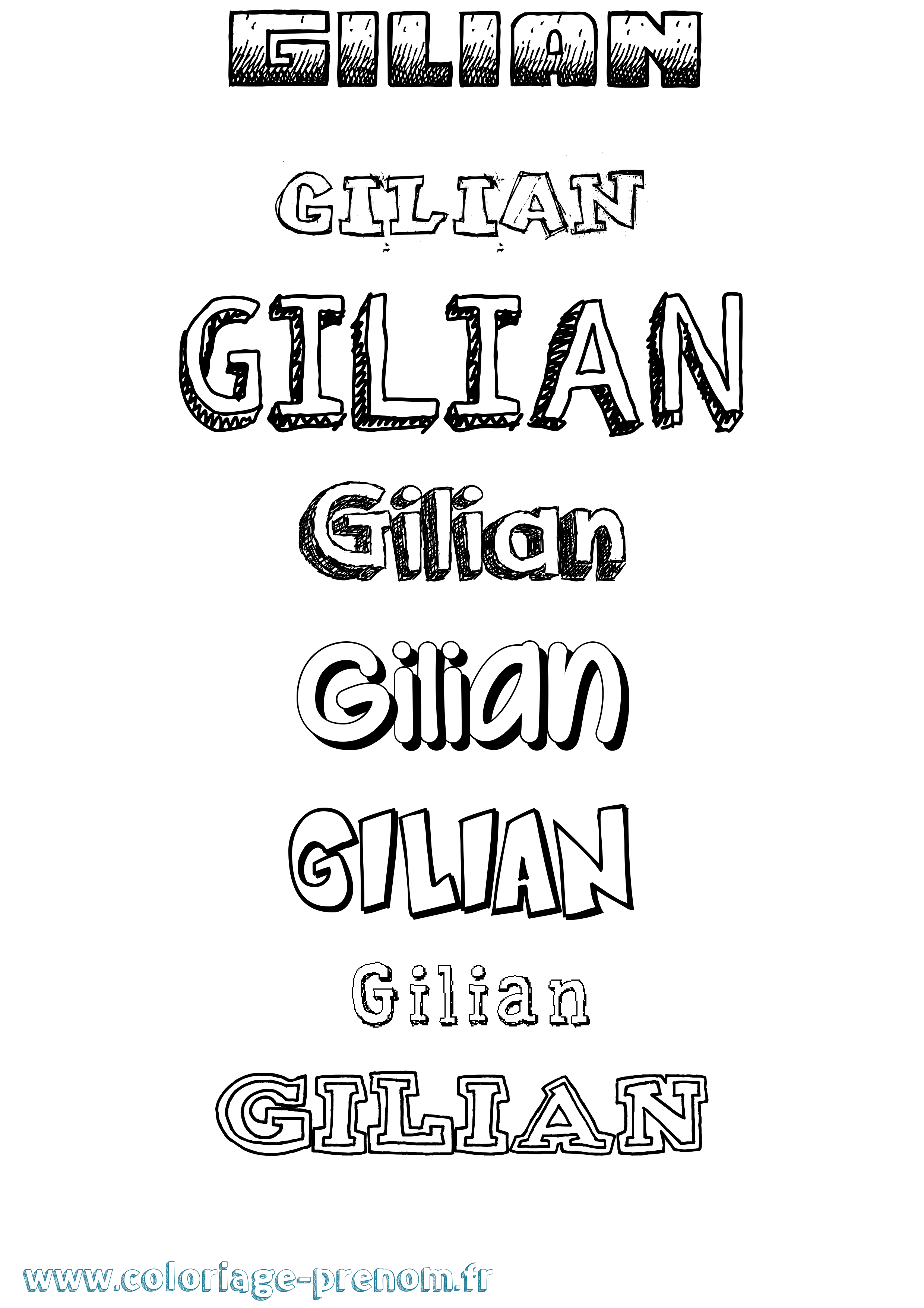 Coloriage prénom Gilian Dessiné