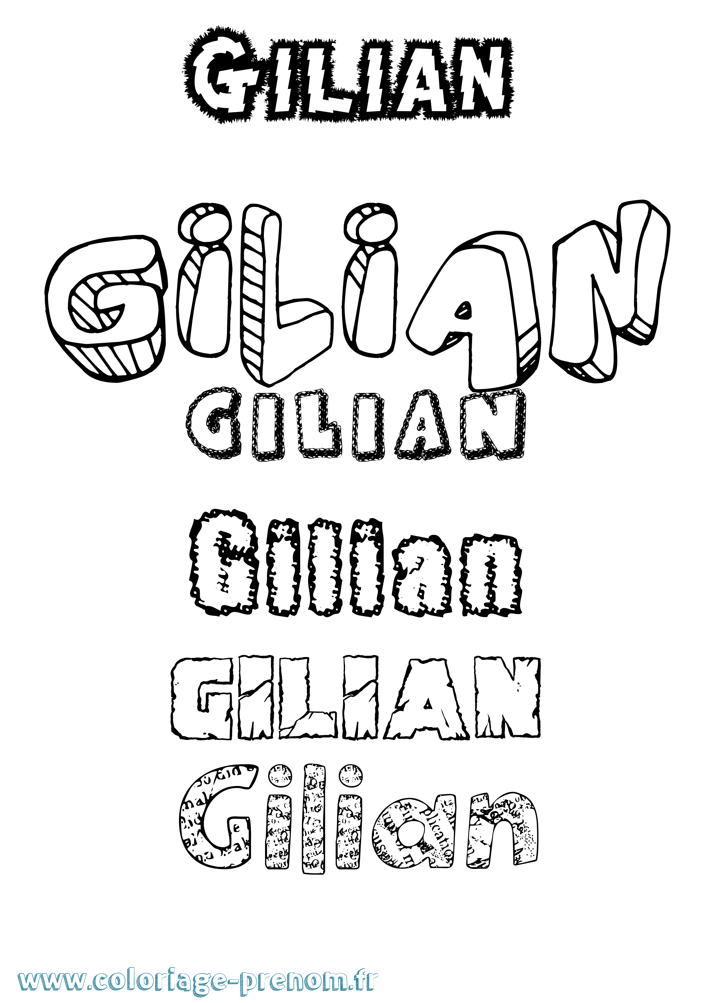 Coloriage prénom Gilian Destructuré