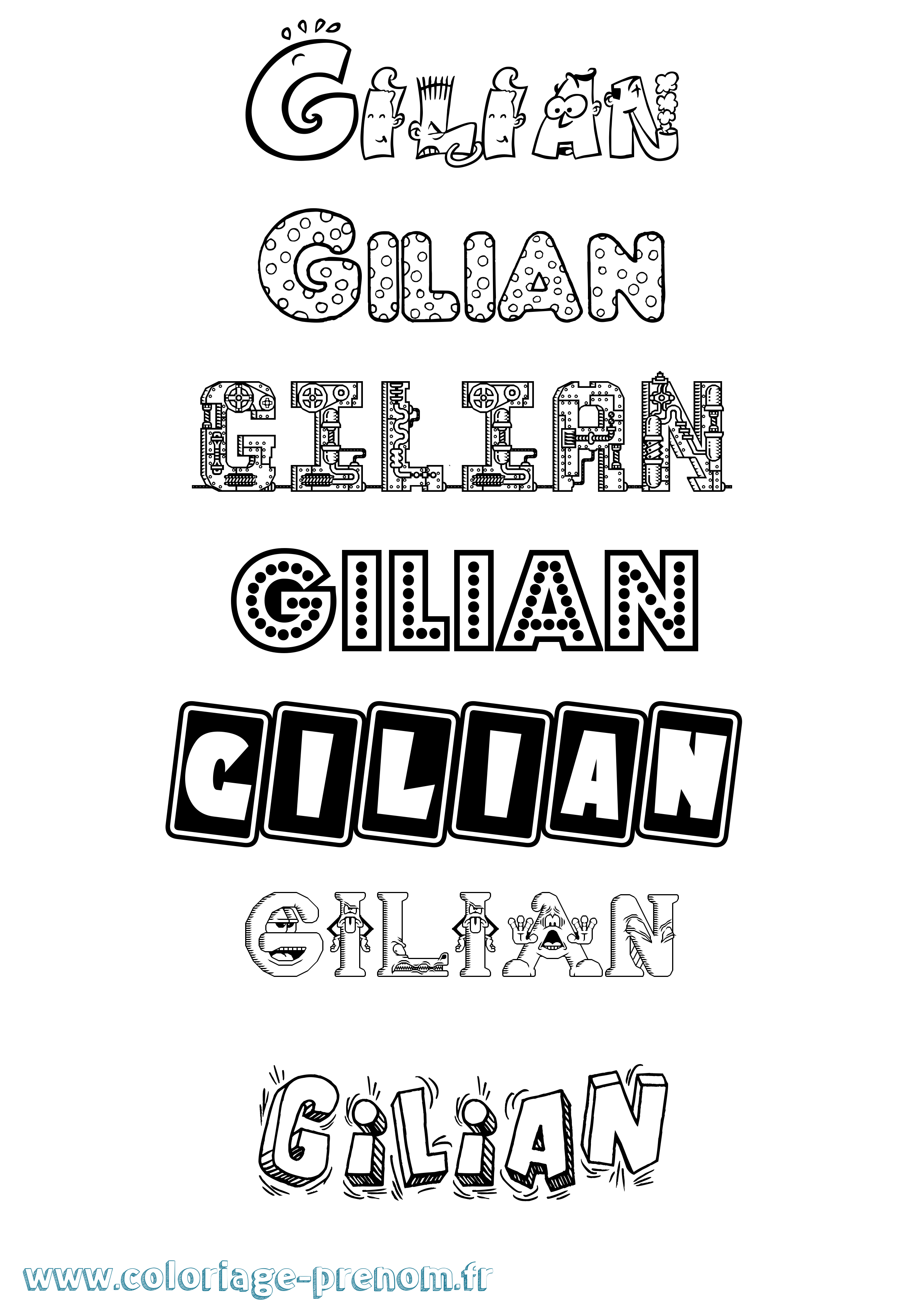 Coloriage prénom Gilian Fun