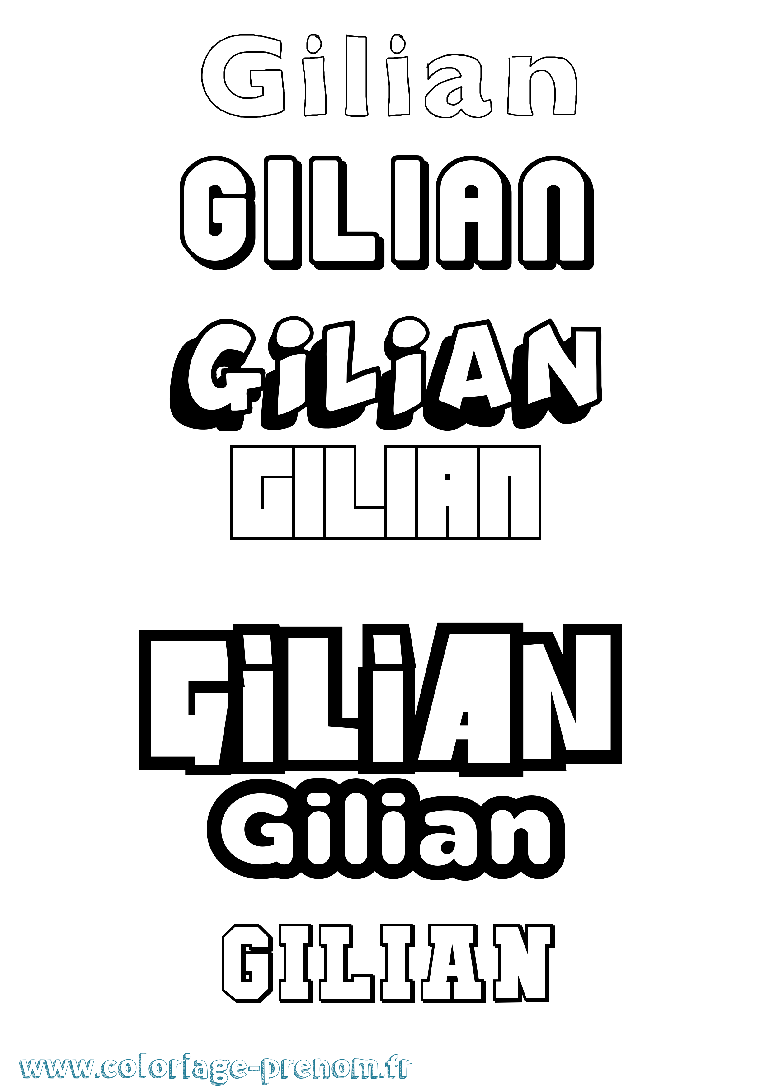 Coloriage prénom Gilian Simple
