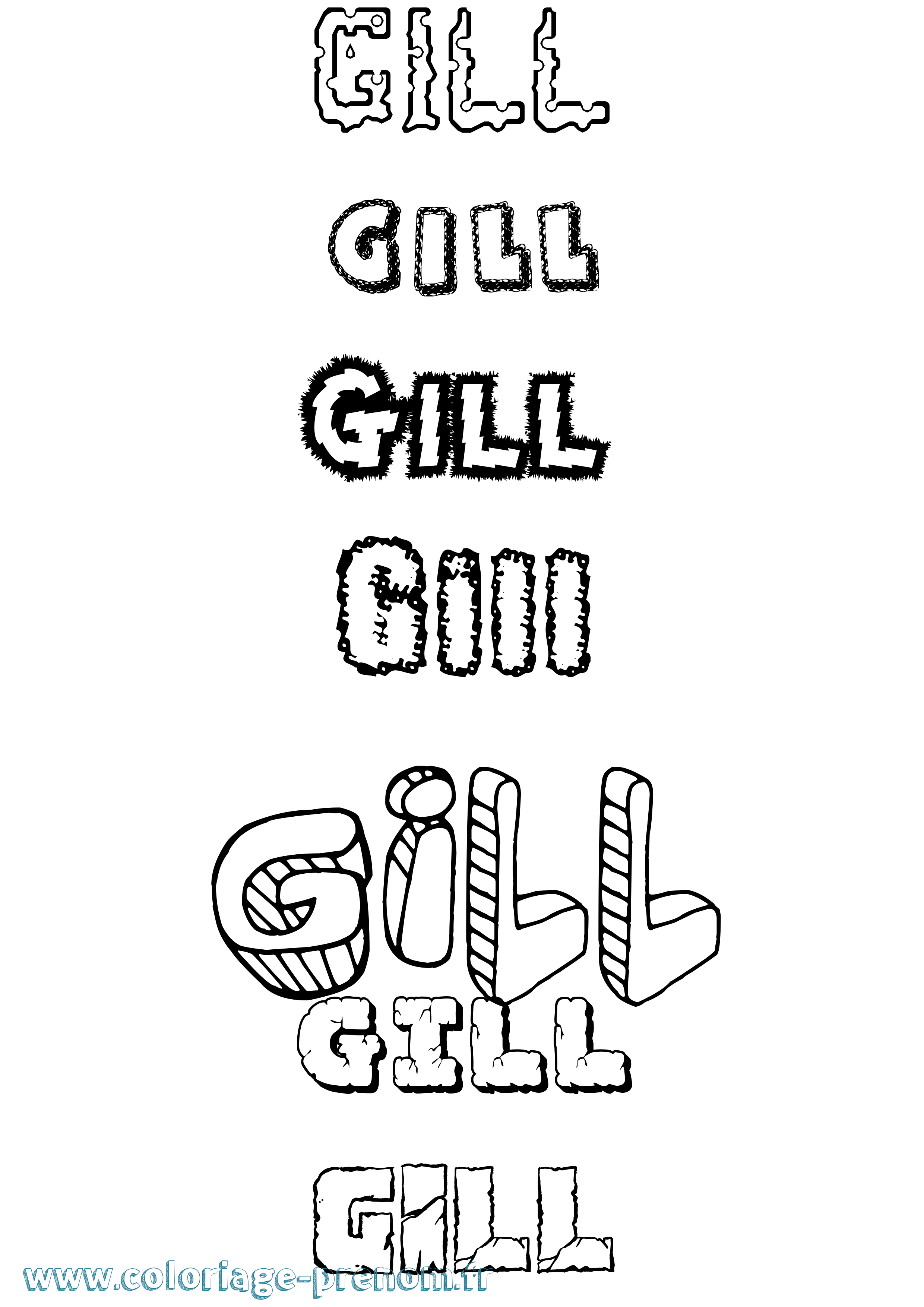 Coloriage prénom Gill Destructuré