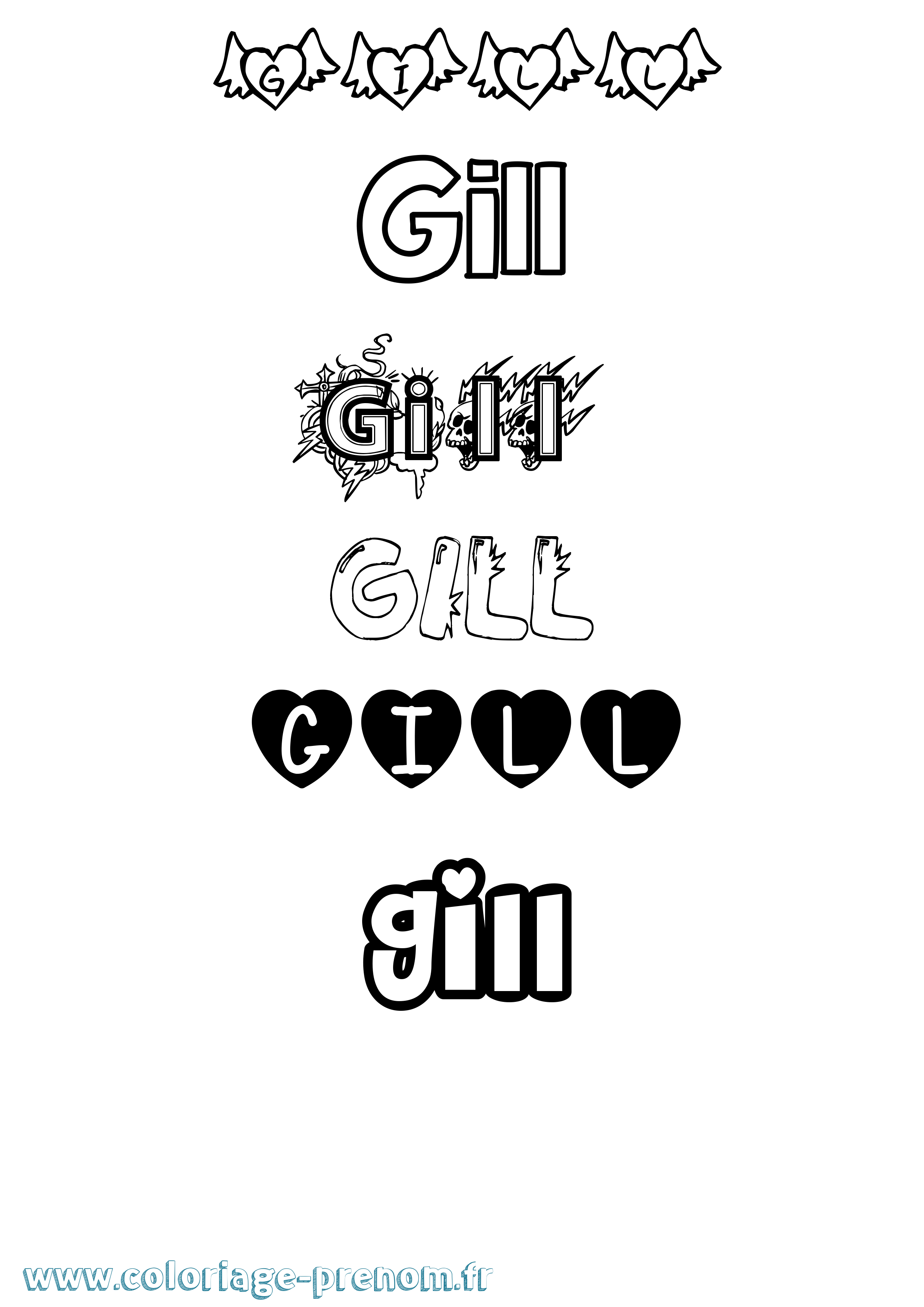 Coloriage prénom Gill Girly