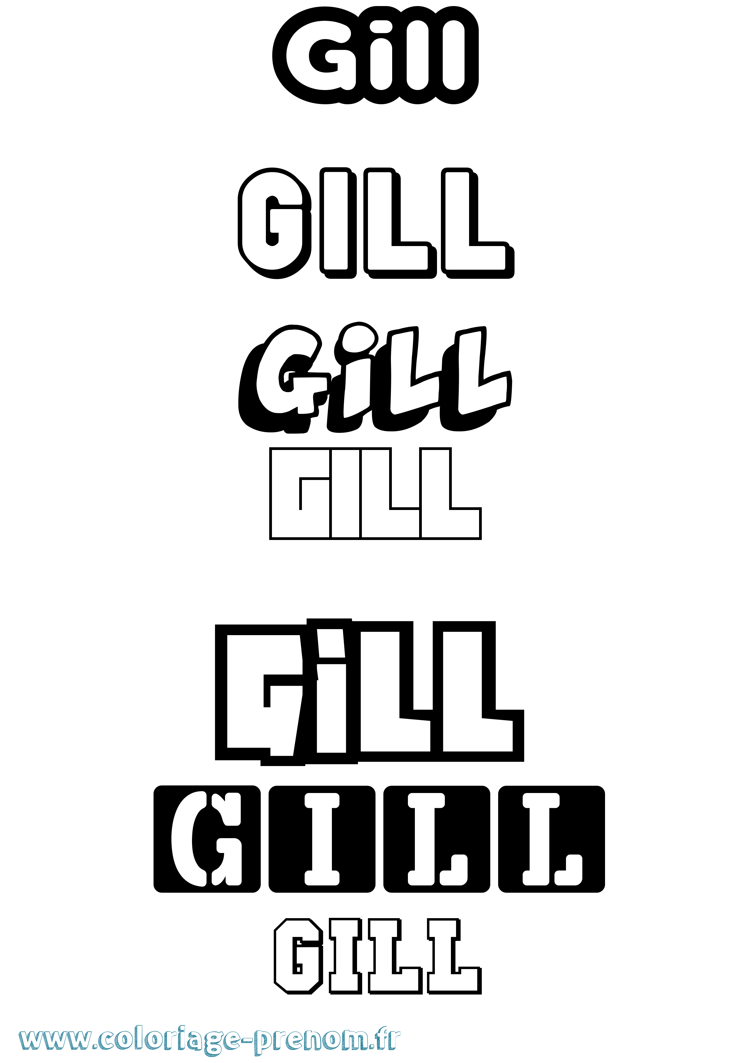 Coloriage prénom Gill Simple