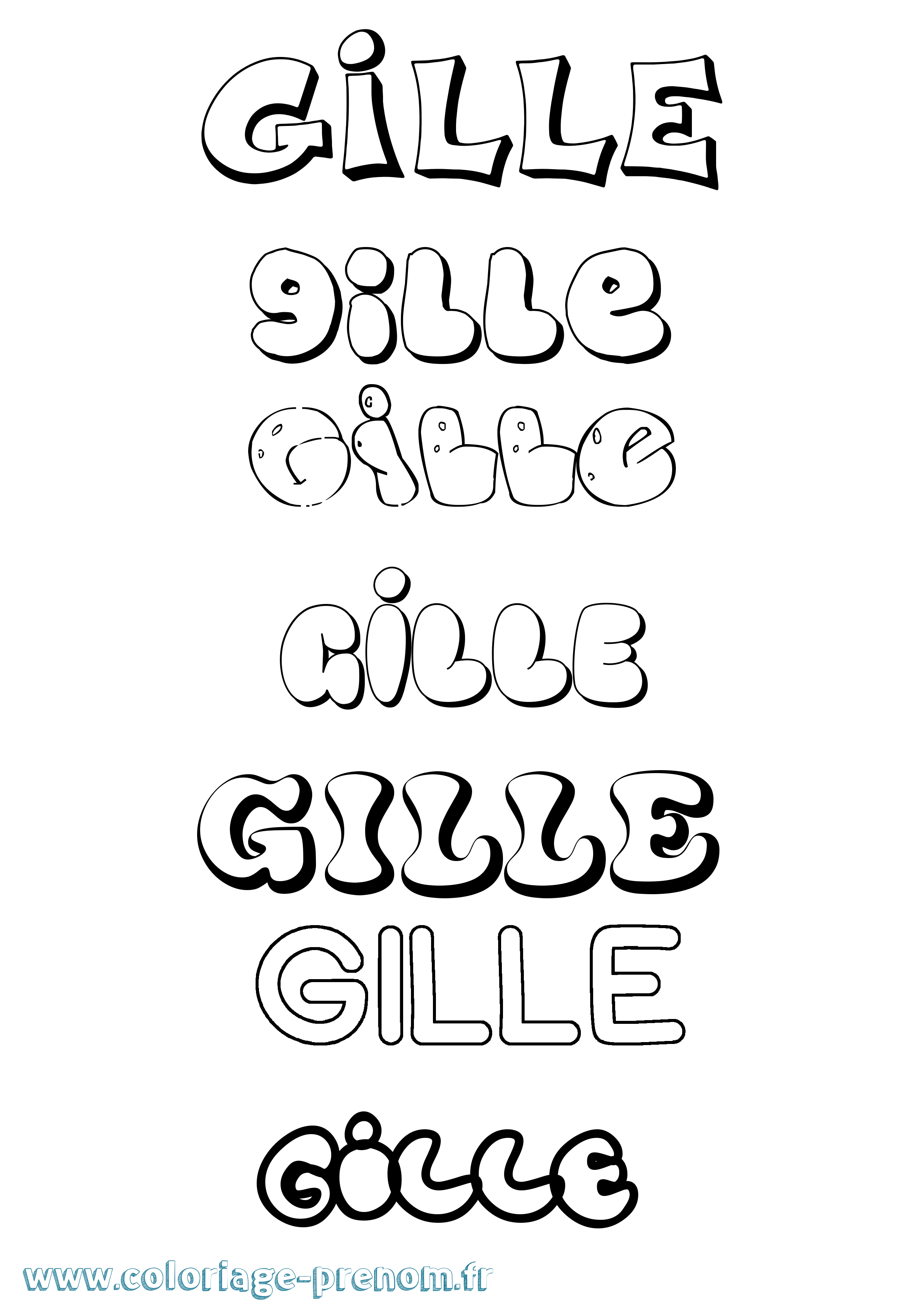 Coloriage Gille Bubble Coloriage prénom Gille Bubble