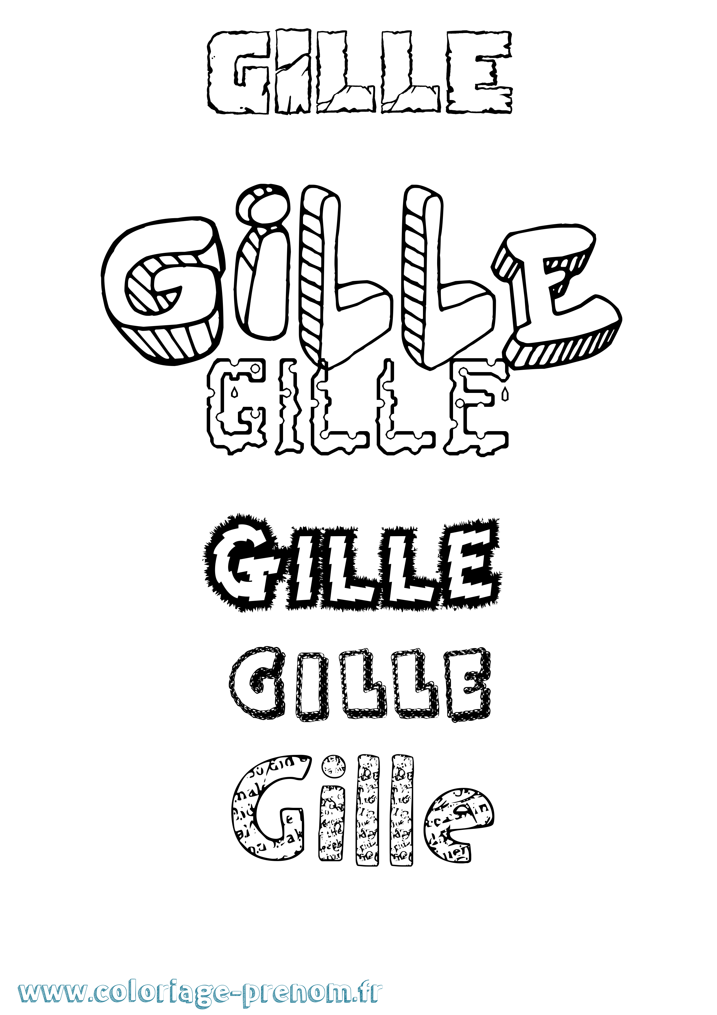 Coloriage Gille Destructuré Coloriage prénom Gille Destructuré