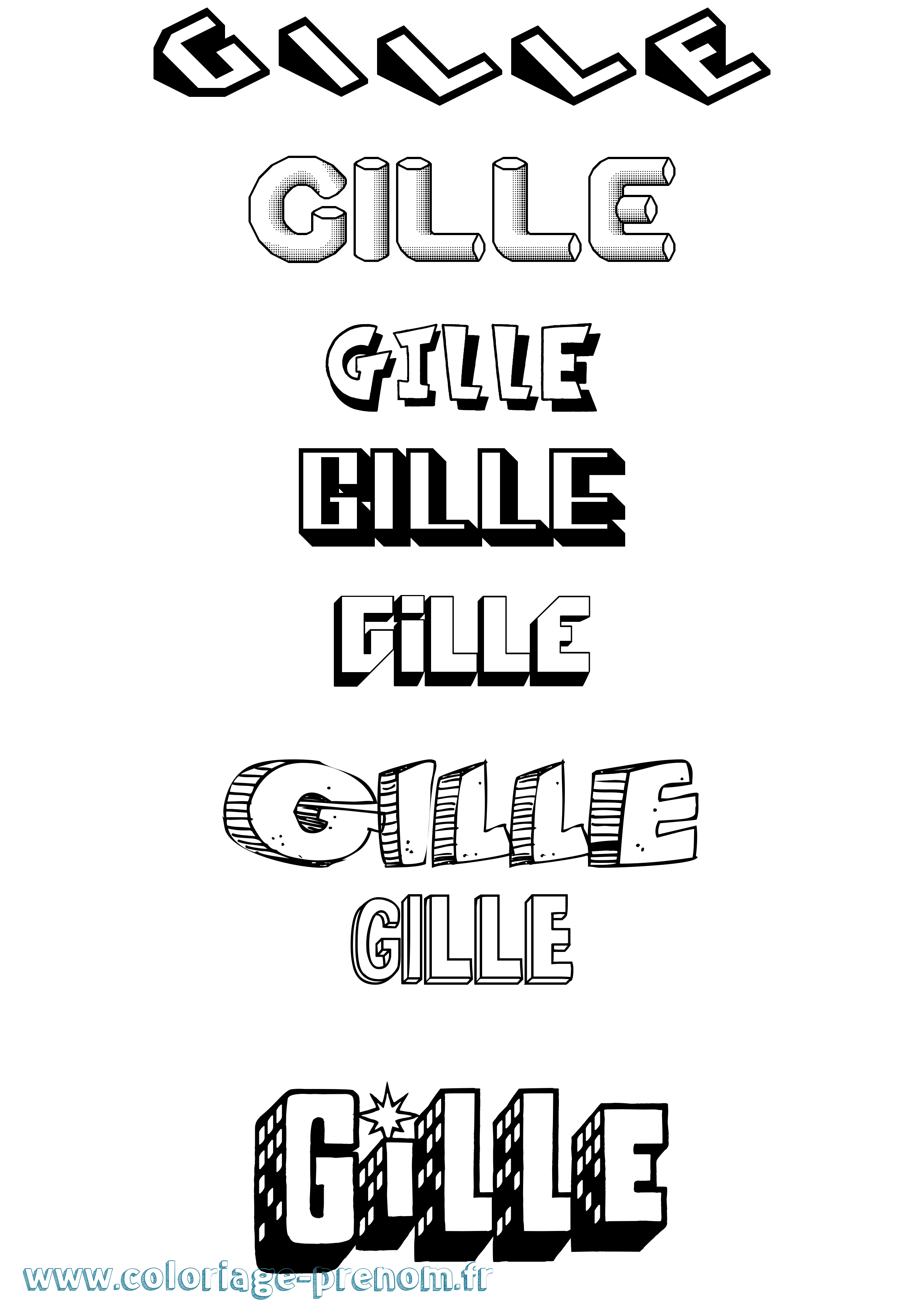 Coloriage Gille Effet 3D Coloriage prénom Gille Effet 3D