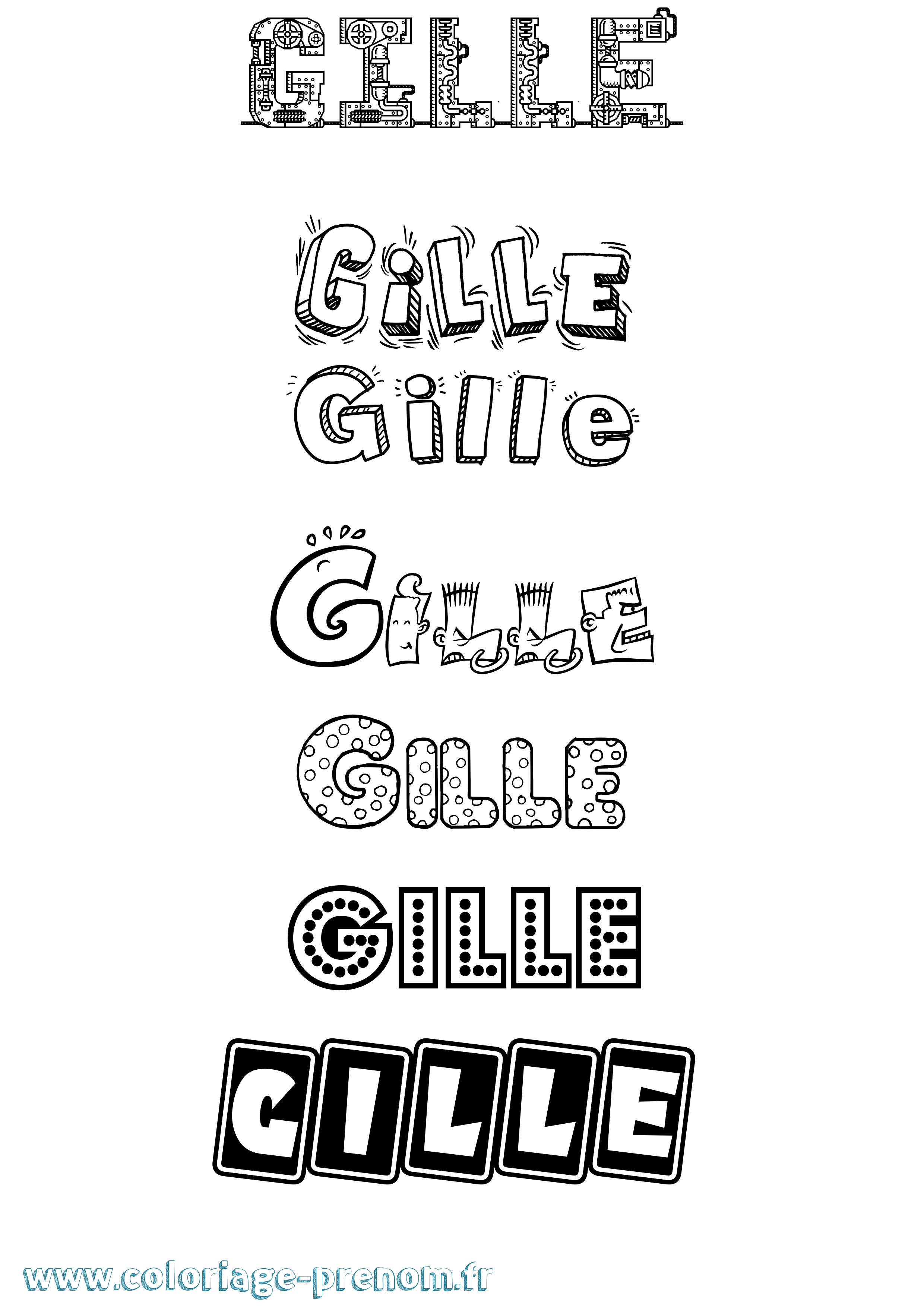 Coloriage prénom Gille Fun