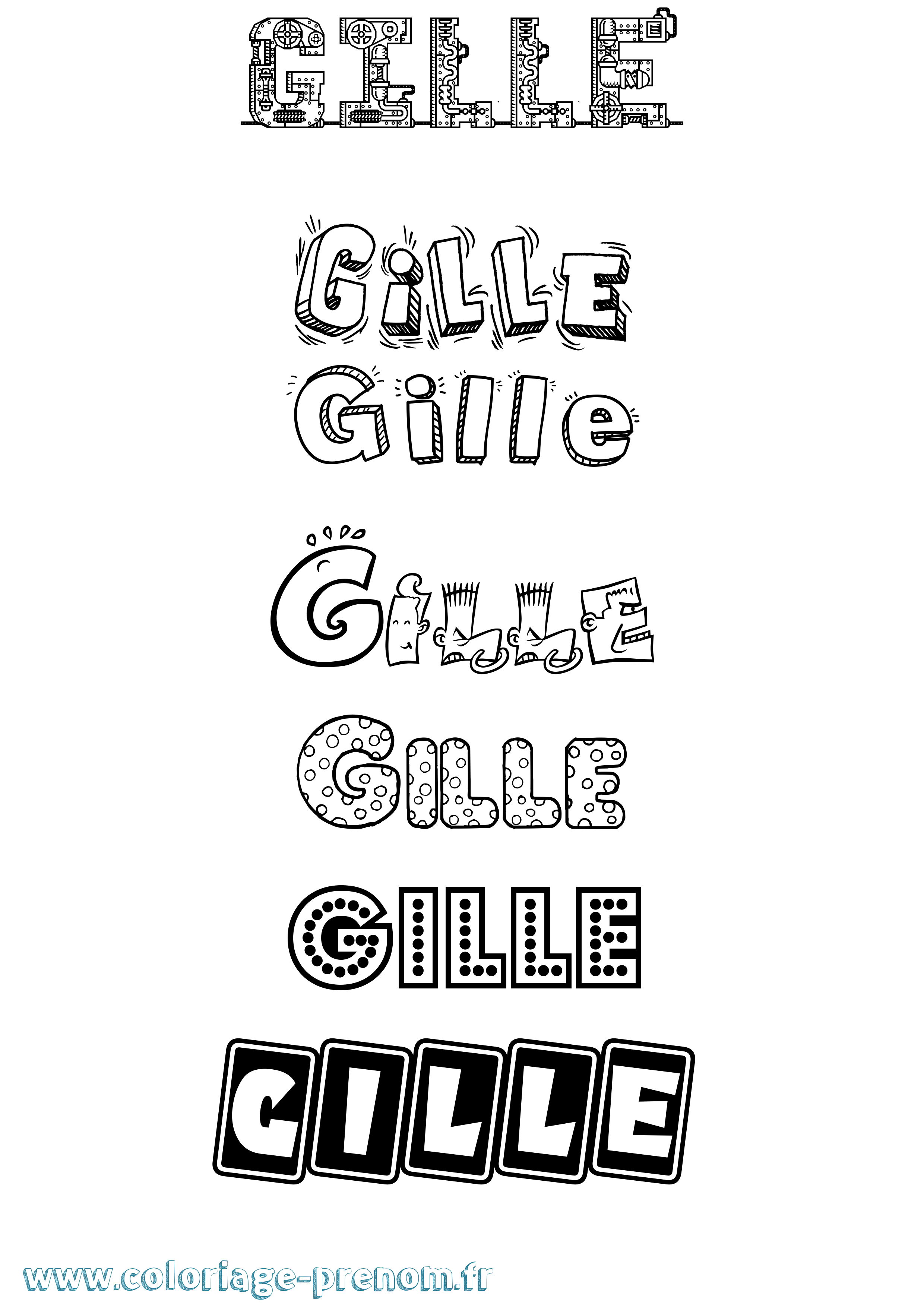 Coloriage Gille Fun Coloriage prénom Gille Fun