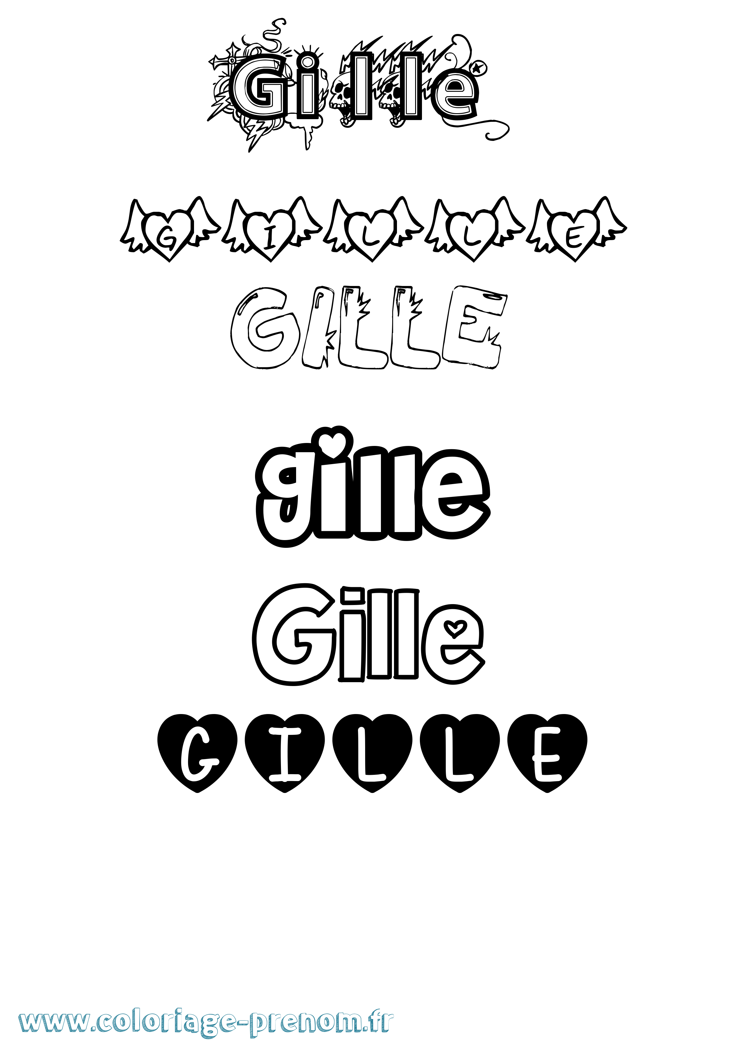 Coloriage Gille Girly Coloriage prénom Gille Girly