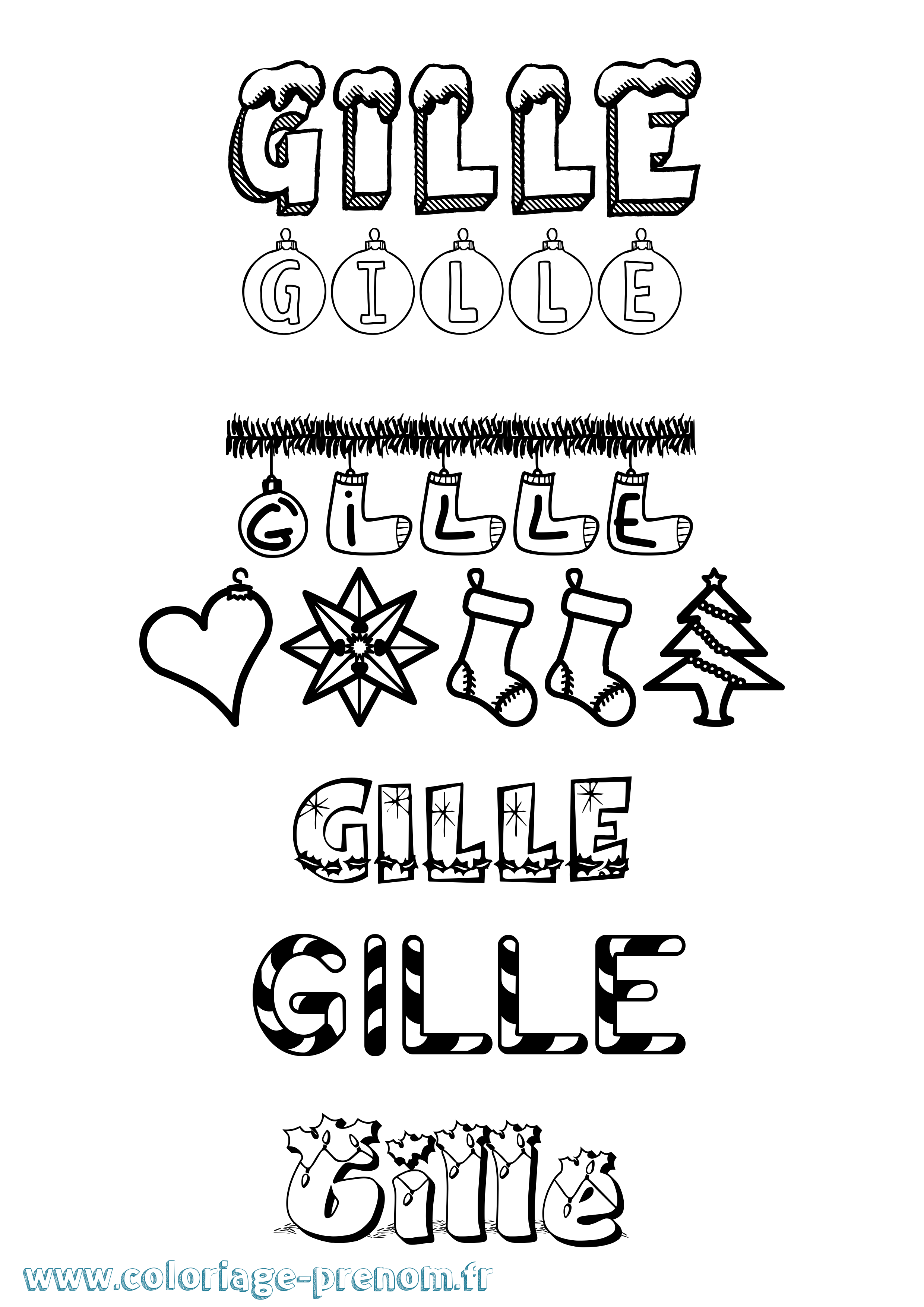 Coloriage Gille Noël Coloriage prénom Gille Noël