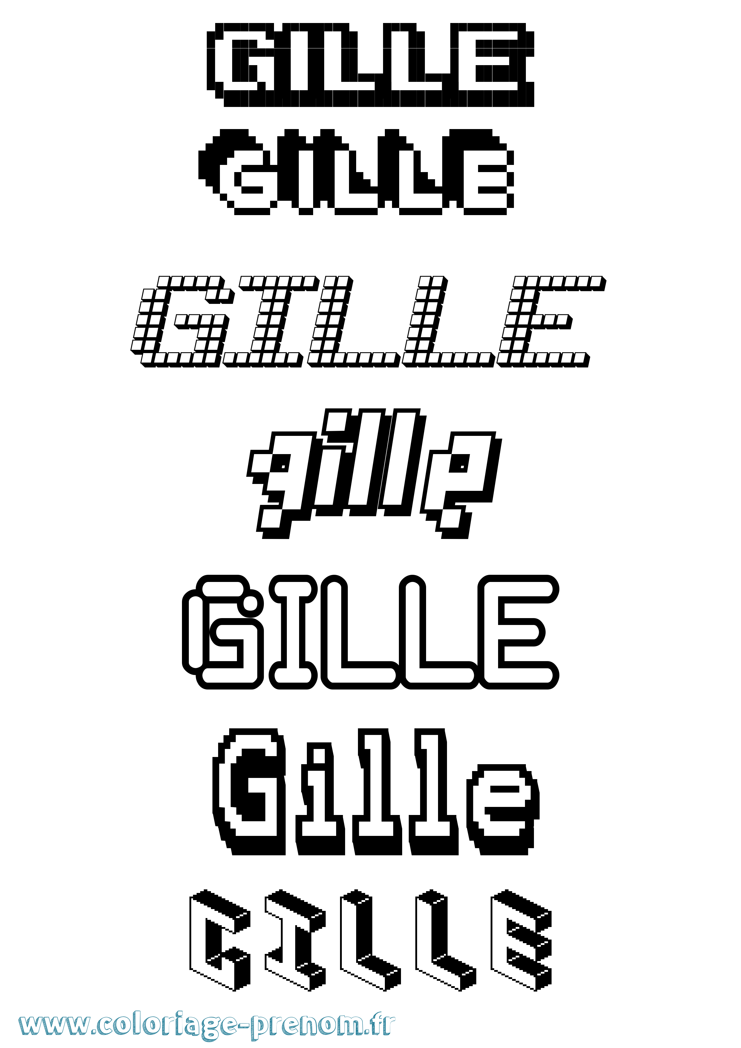 Coloriage Gille Pixel Coloriage prénom Gille Pixel