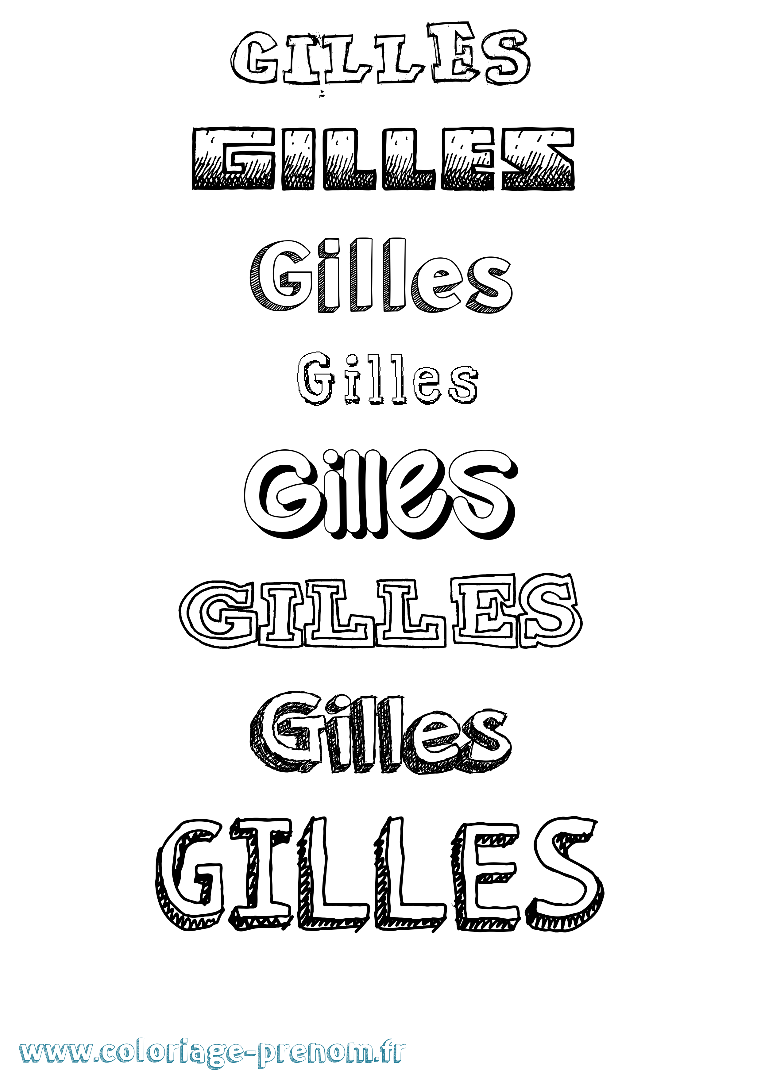 Coloriage prénom Gilles Dessiné