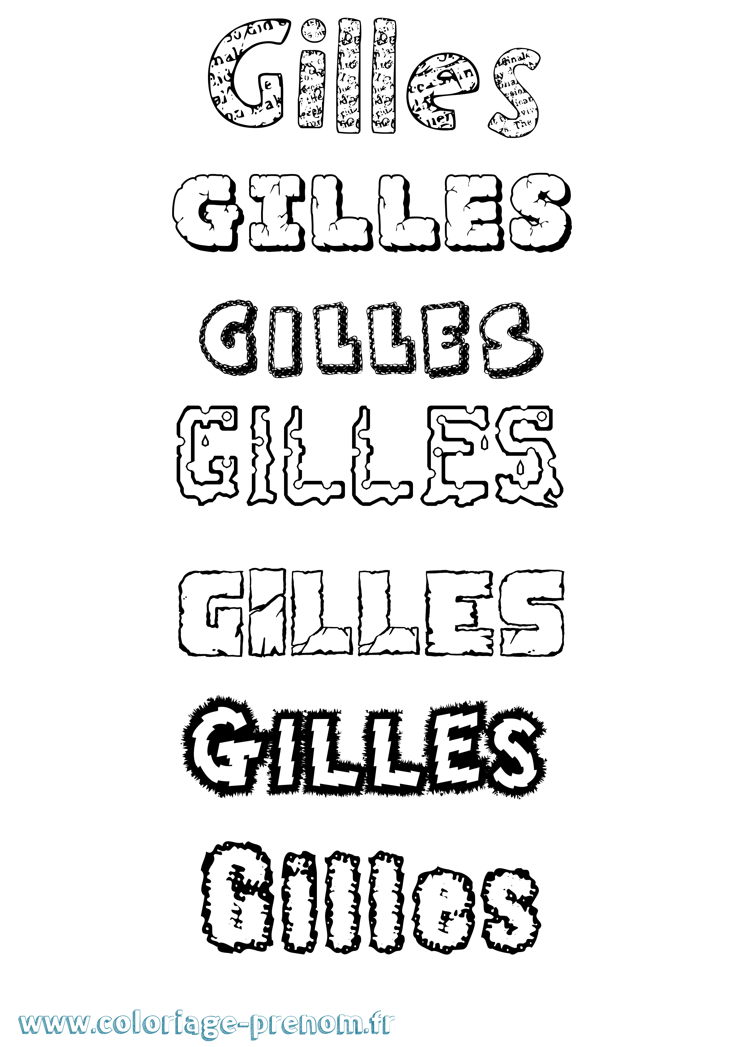 Coloriage prénom Gilles Destructuré
