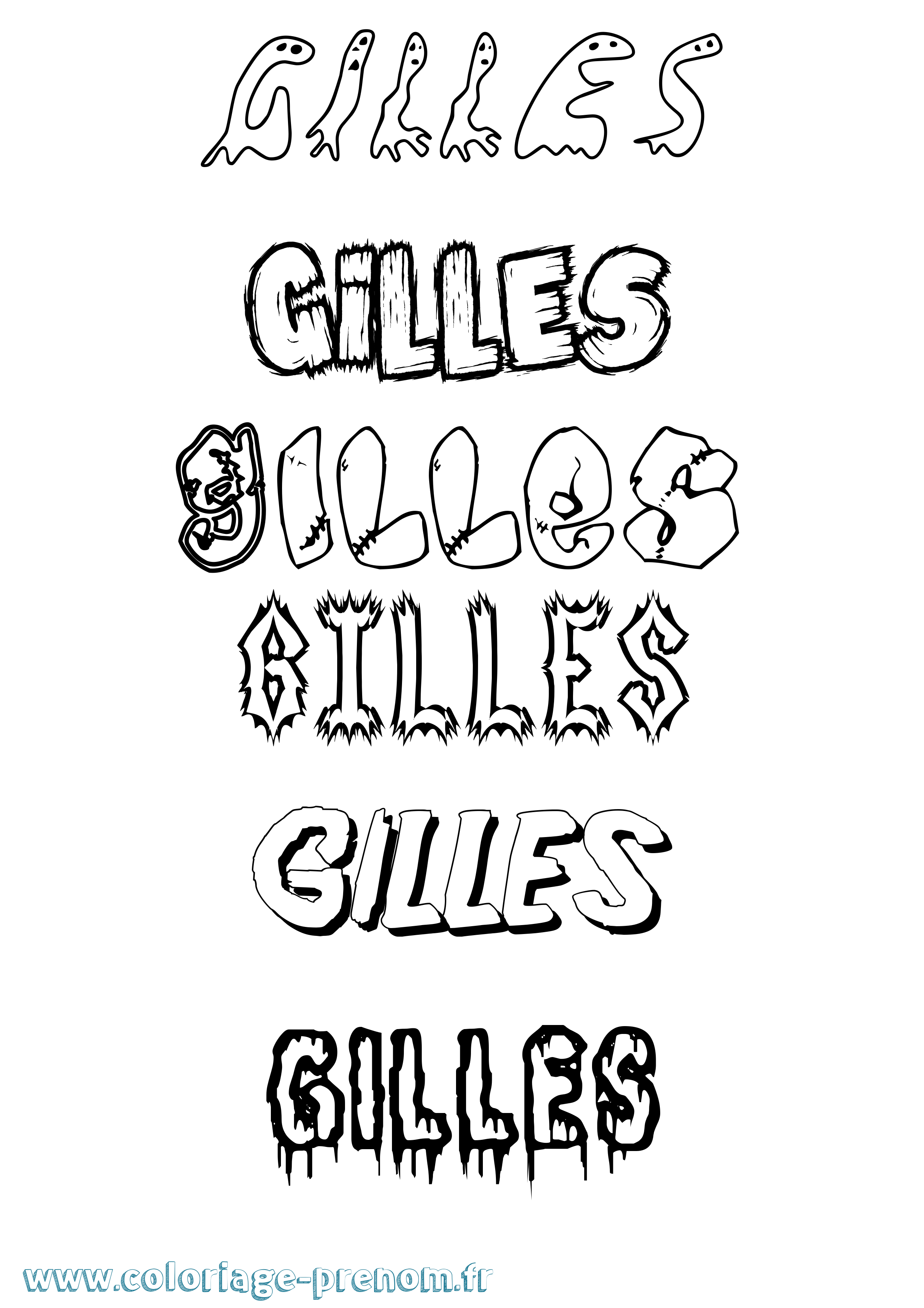 Coloriage prénom Gilles Frisson