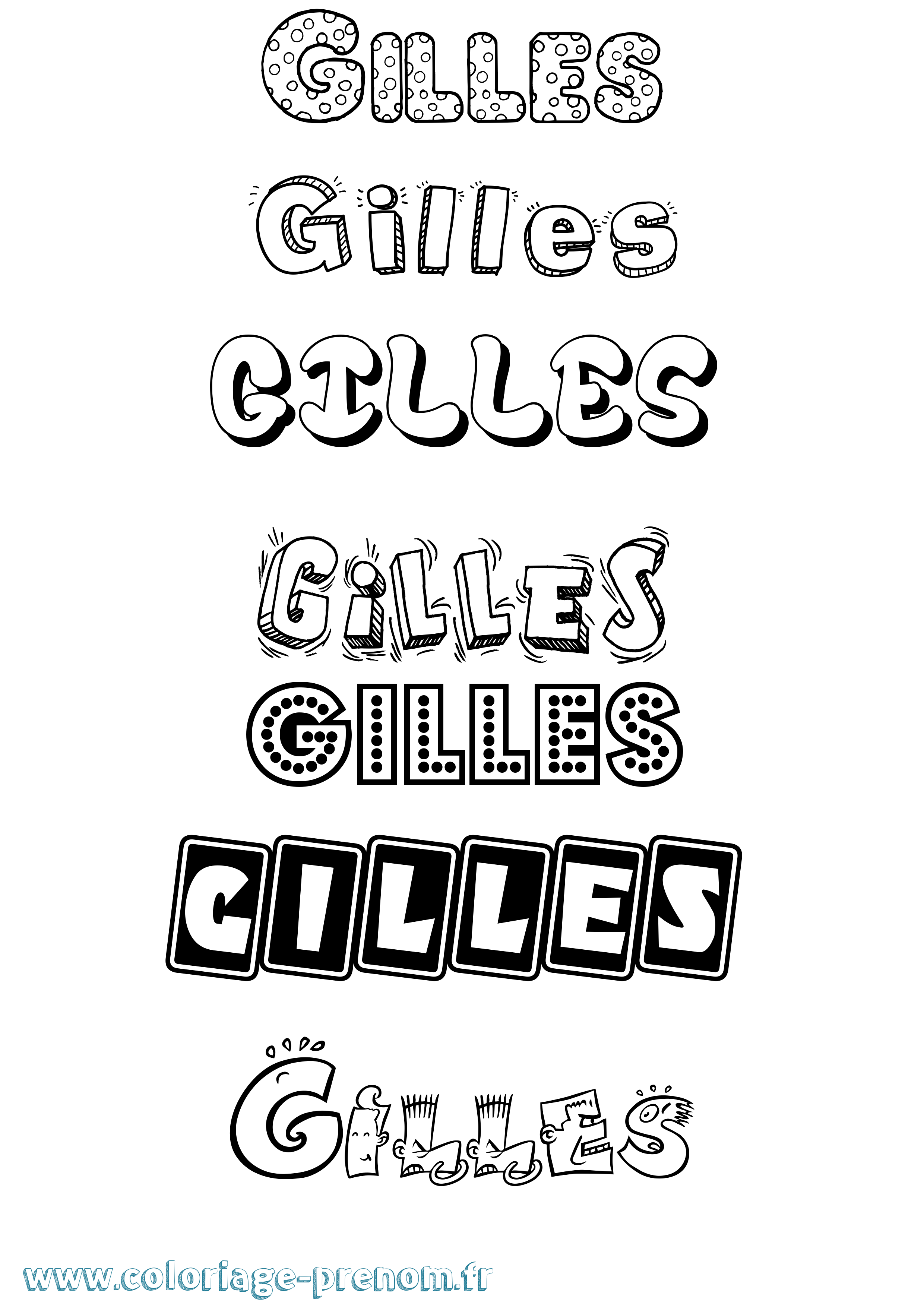 Coloriage prénom Gilles Fun