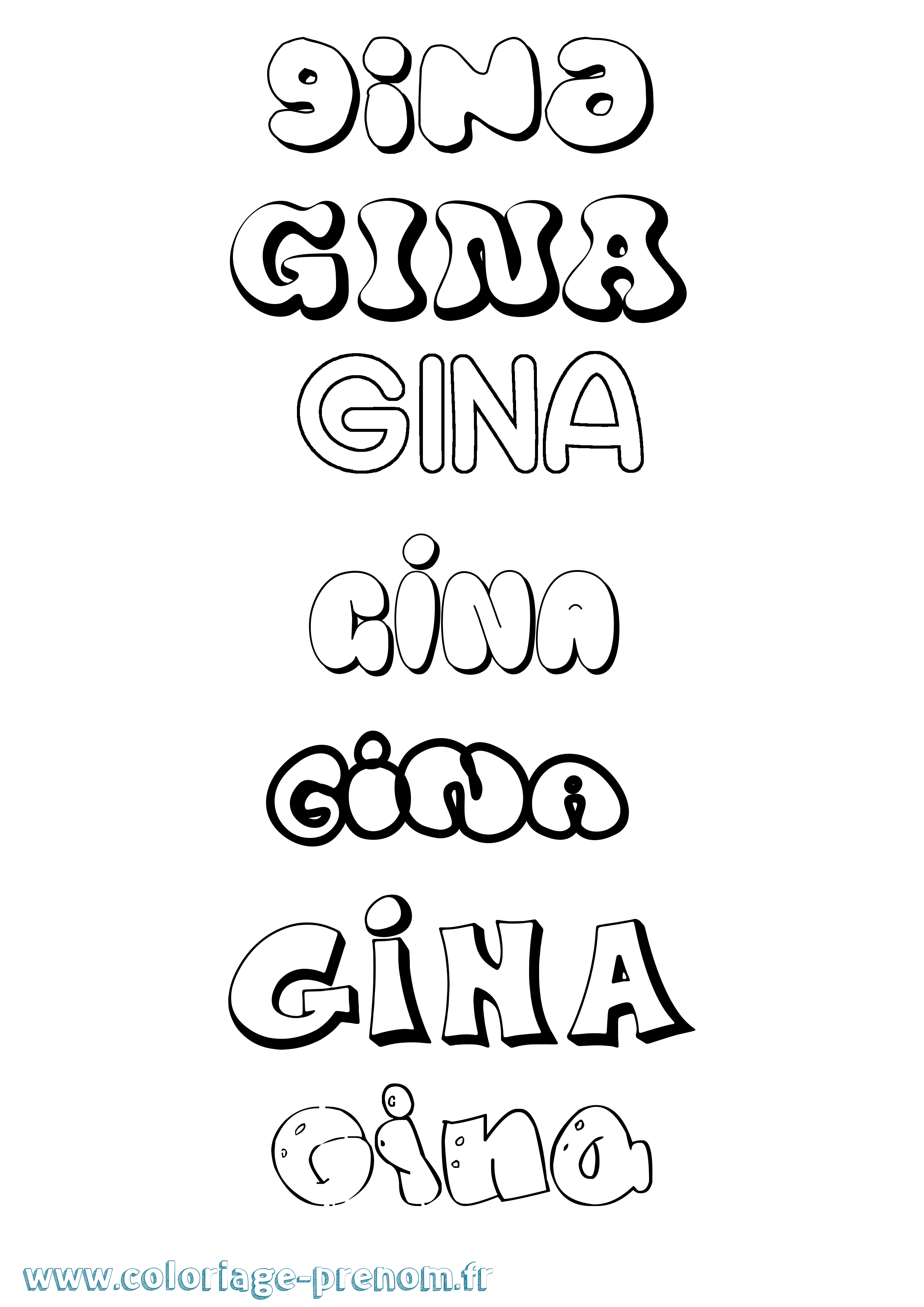 Coloriage Gina Bubble Coloriage prénom Gina Bubble
