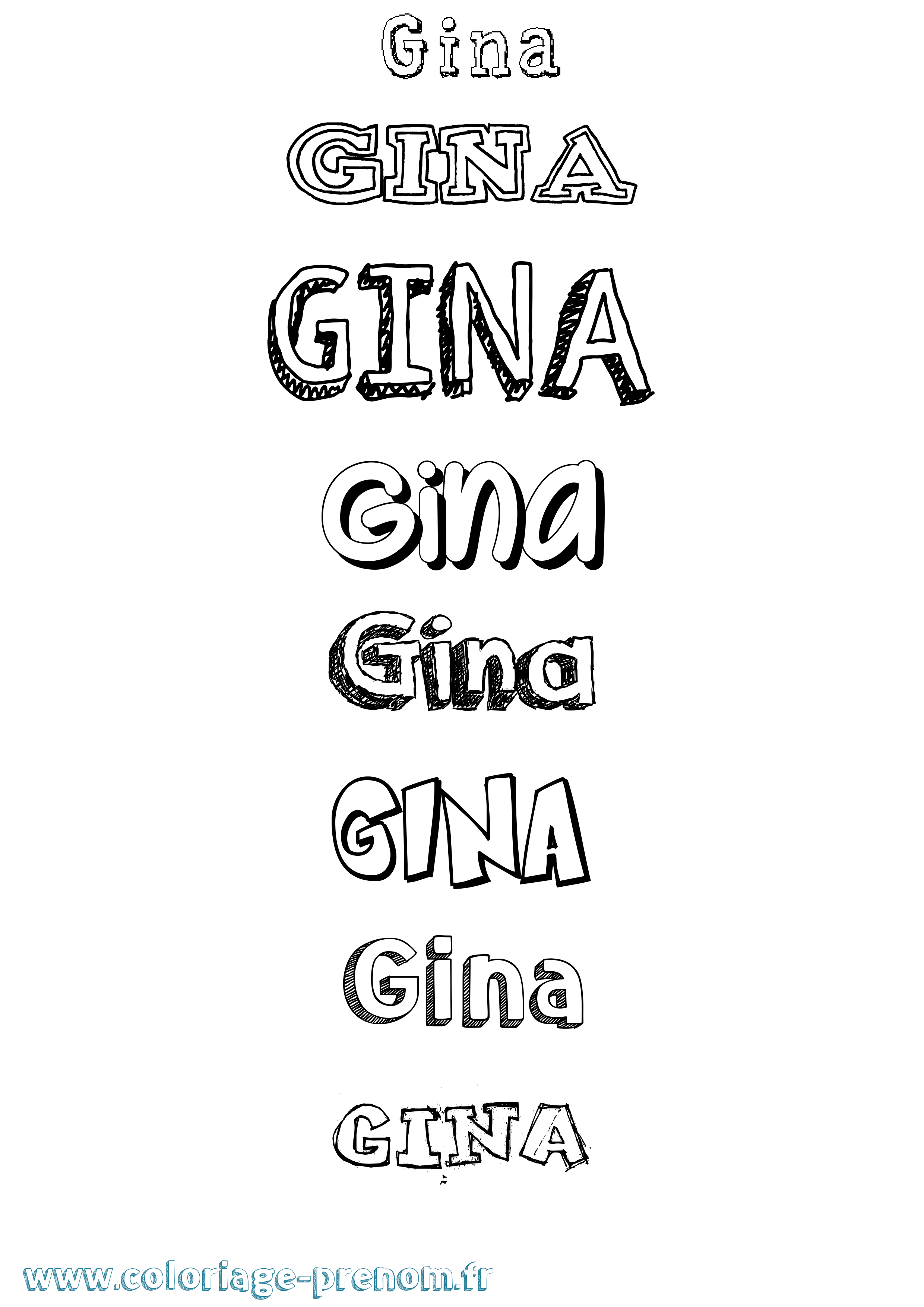 Coloriage prénom Gina Dessiné