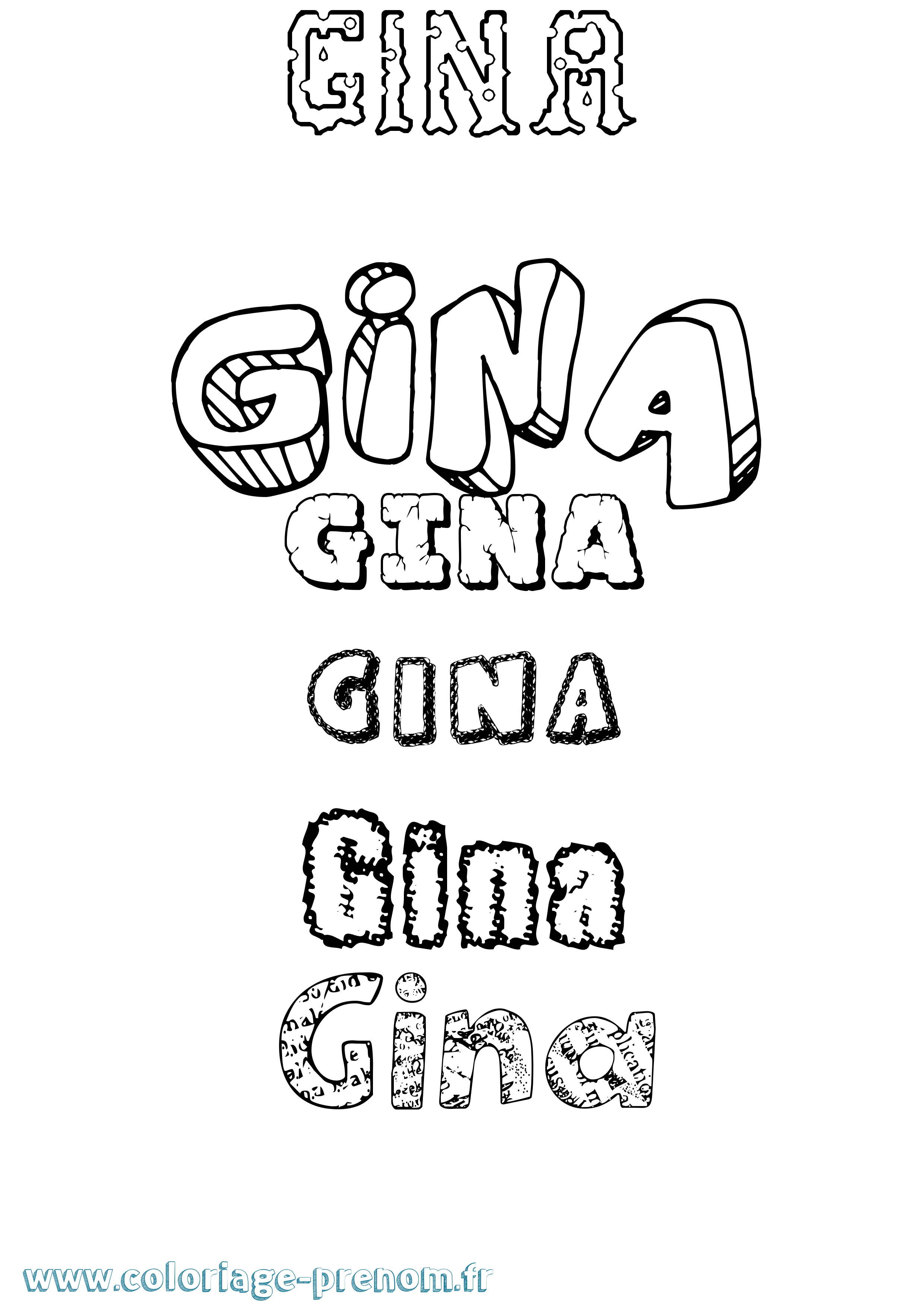 Coloriage prénom Gina Destructuré