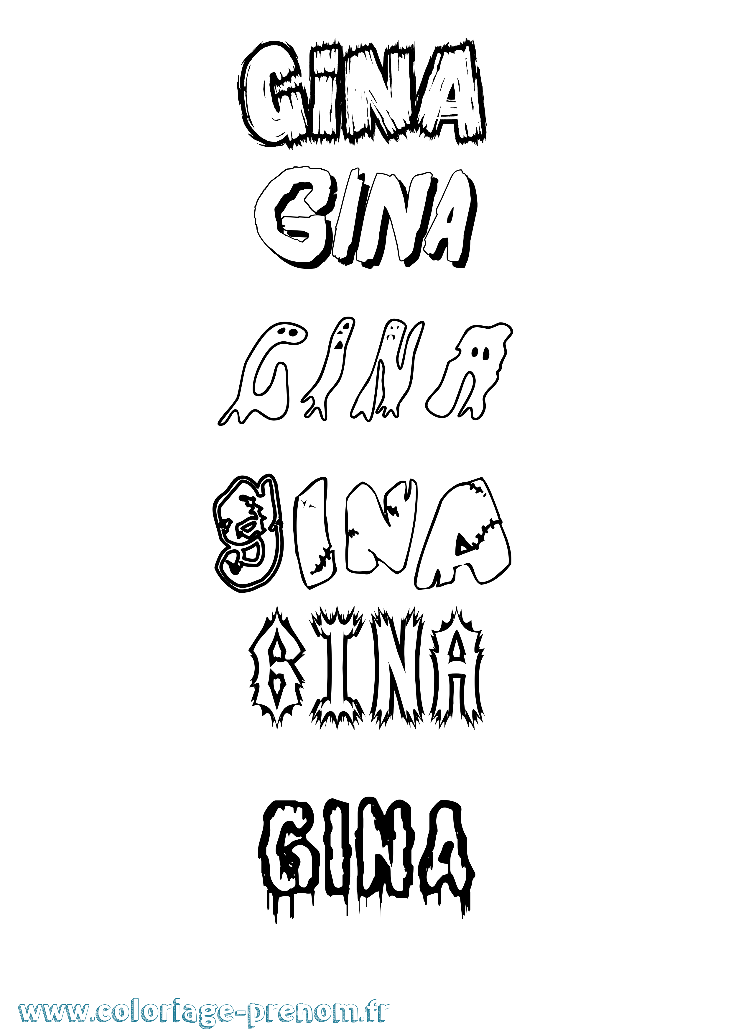 Coloriage Gina Frisson Coloriage prénom Gina Frisson