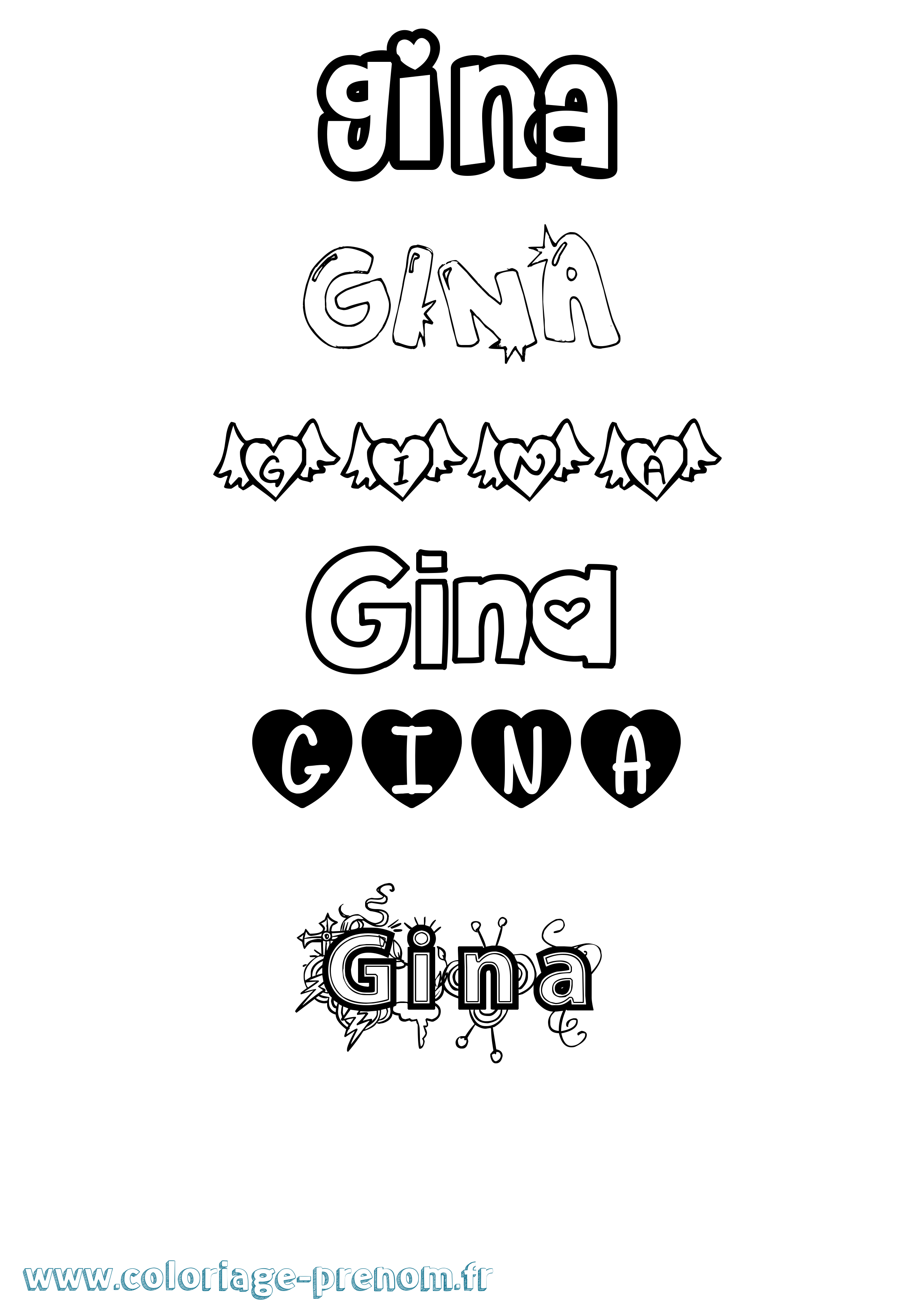 Coloriage Gina Girly Coloriage prénom Gina Girly